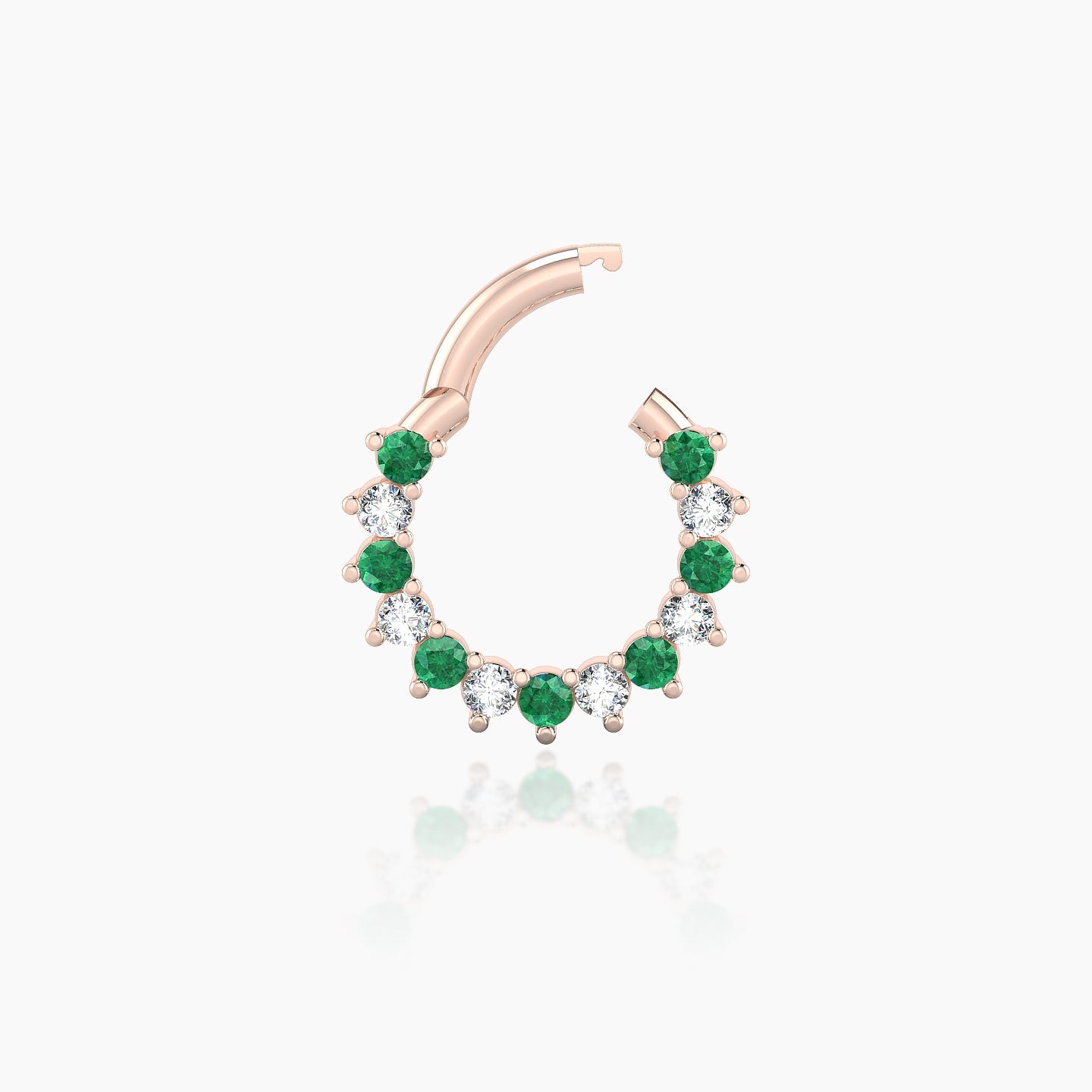 Delia | 18k Rose Gold 6.5 mm Emerald & Diamond Daith Piercing