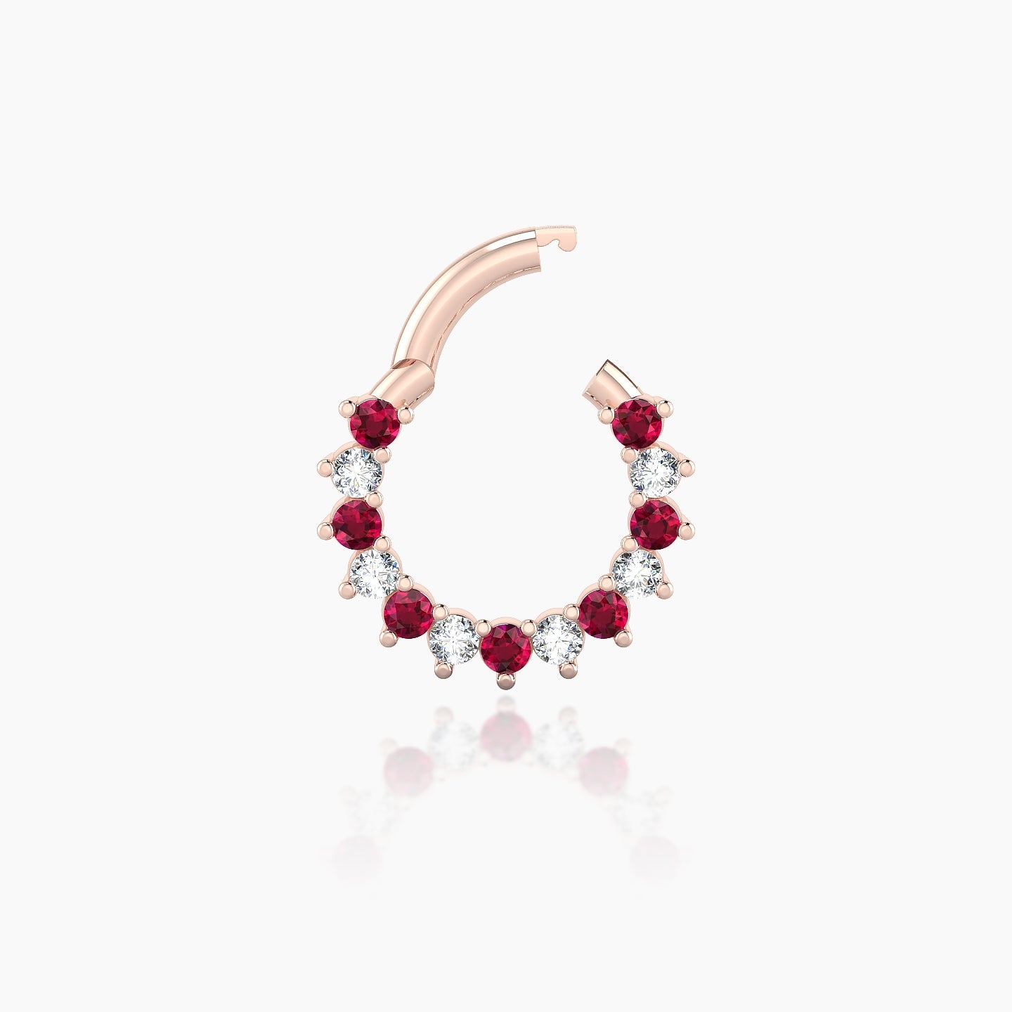 Delia | 18k Rose Gold 6.5 mm Ruby & Diamond Daith Piercing