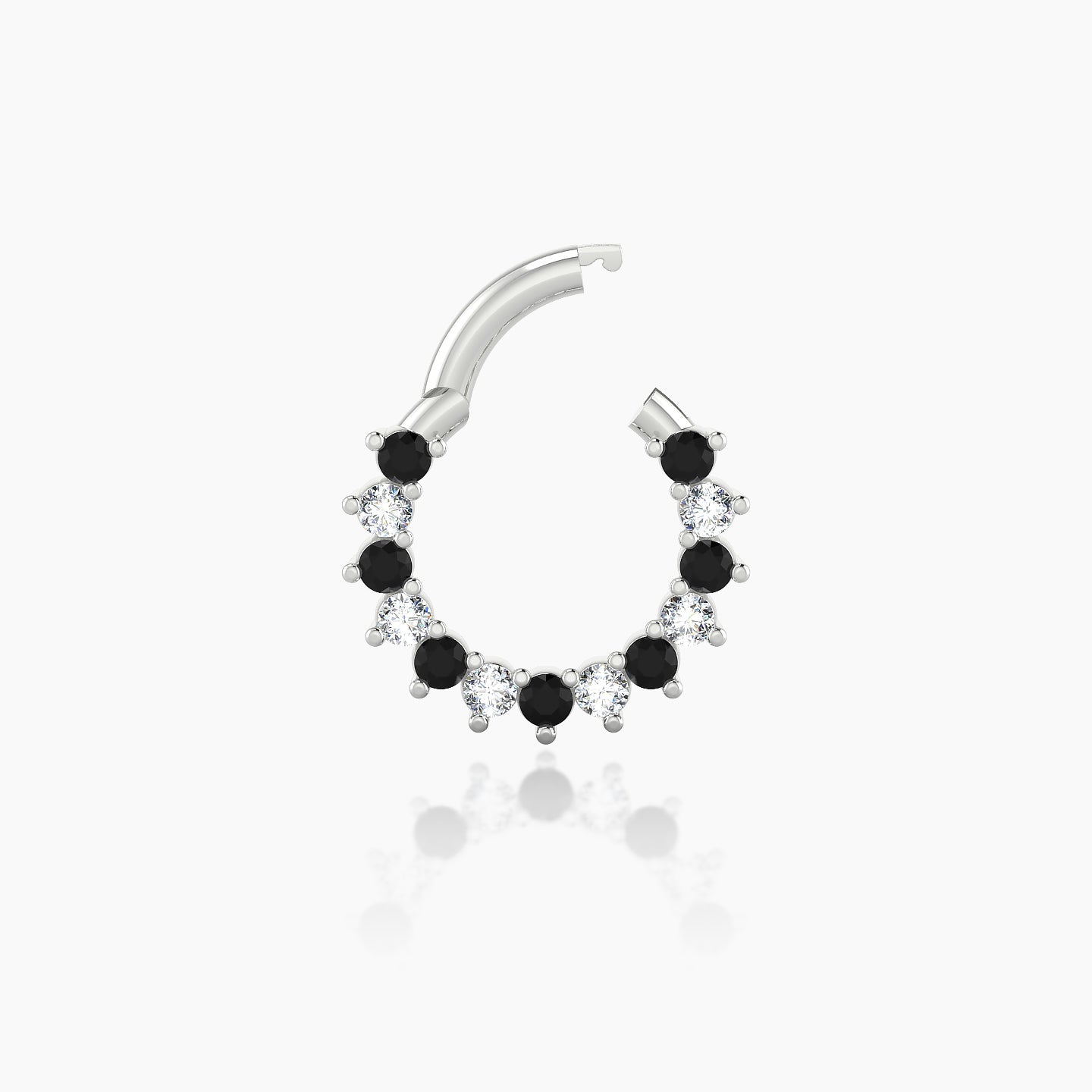 Delia | 18k White Gold 6.5 mm Black Diamond & Diamond Daith Piercing