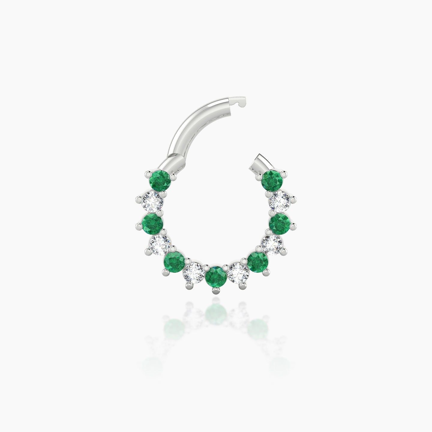 Delia | 18k White Gold 6.5 mm Emerald & Diamond Daith Piercing