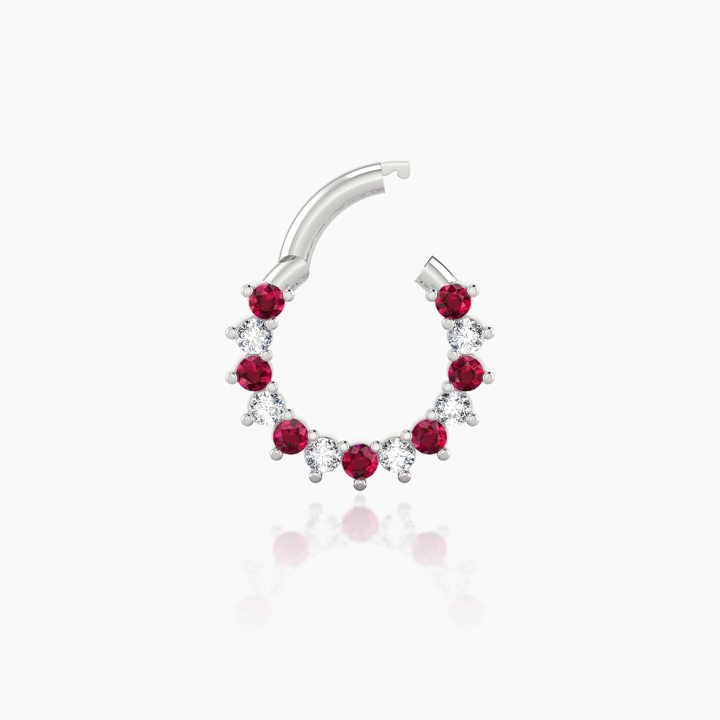 Delia | 18k White Gold 6.5 mm Ruby & Diamond Daith Piercing