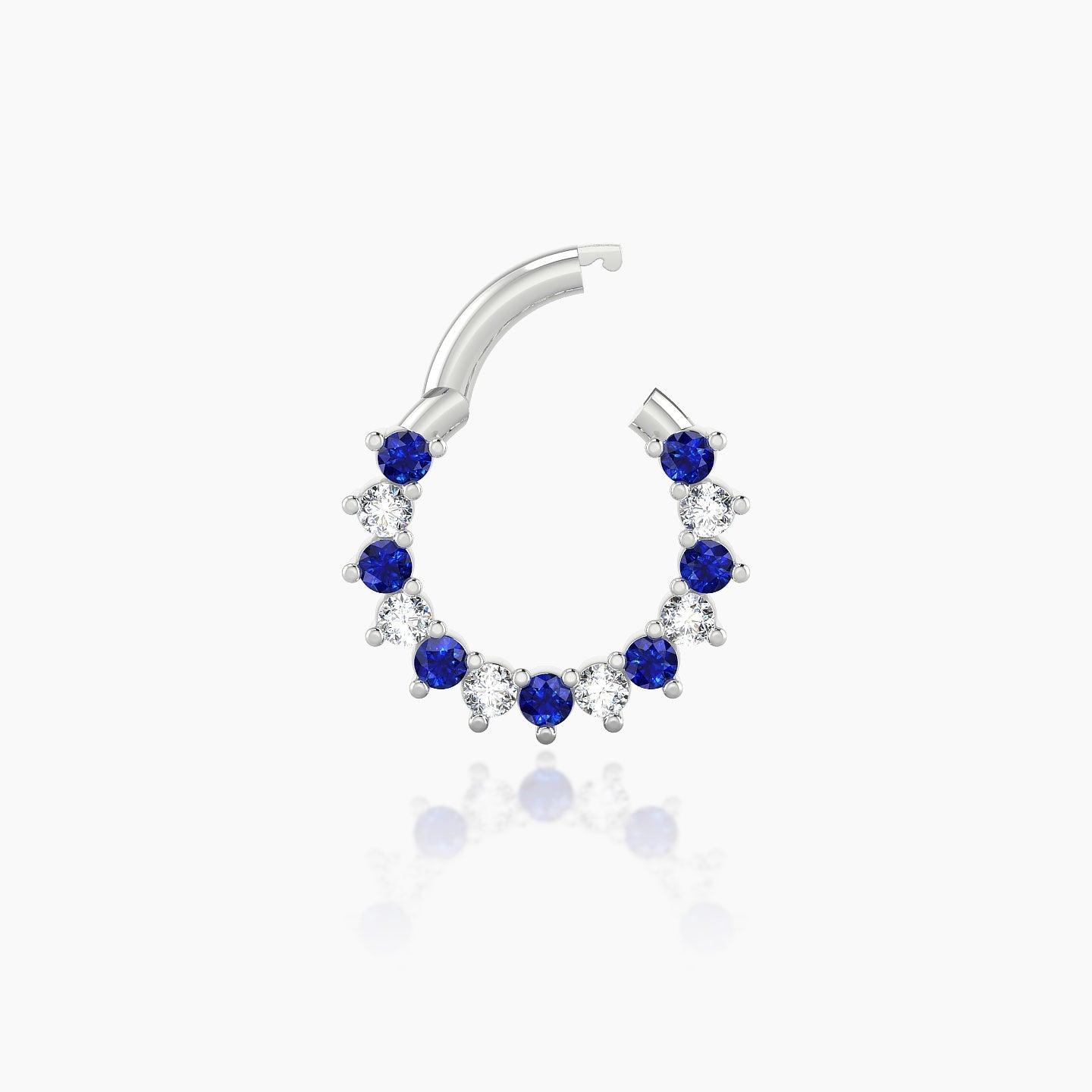 Delia | 18k White Gold 6.5 mm Sapphire & Diamond Daith Piercing