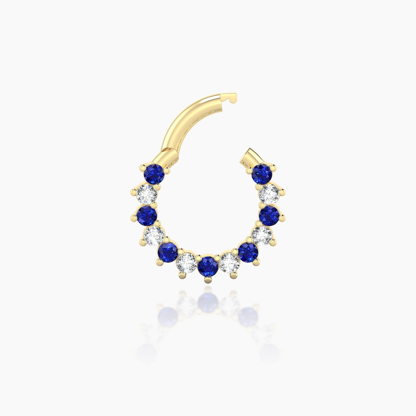 Delia | 18k Yellow Gold 6.5 mm Sapphire & Diamond Daith Piercing