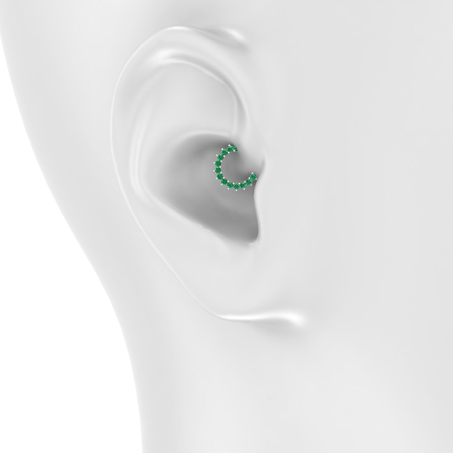 Delia | 18k White Gold 6.5 mm Emerald Daith Piercing