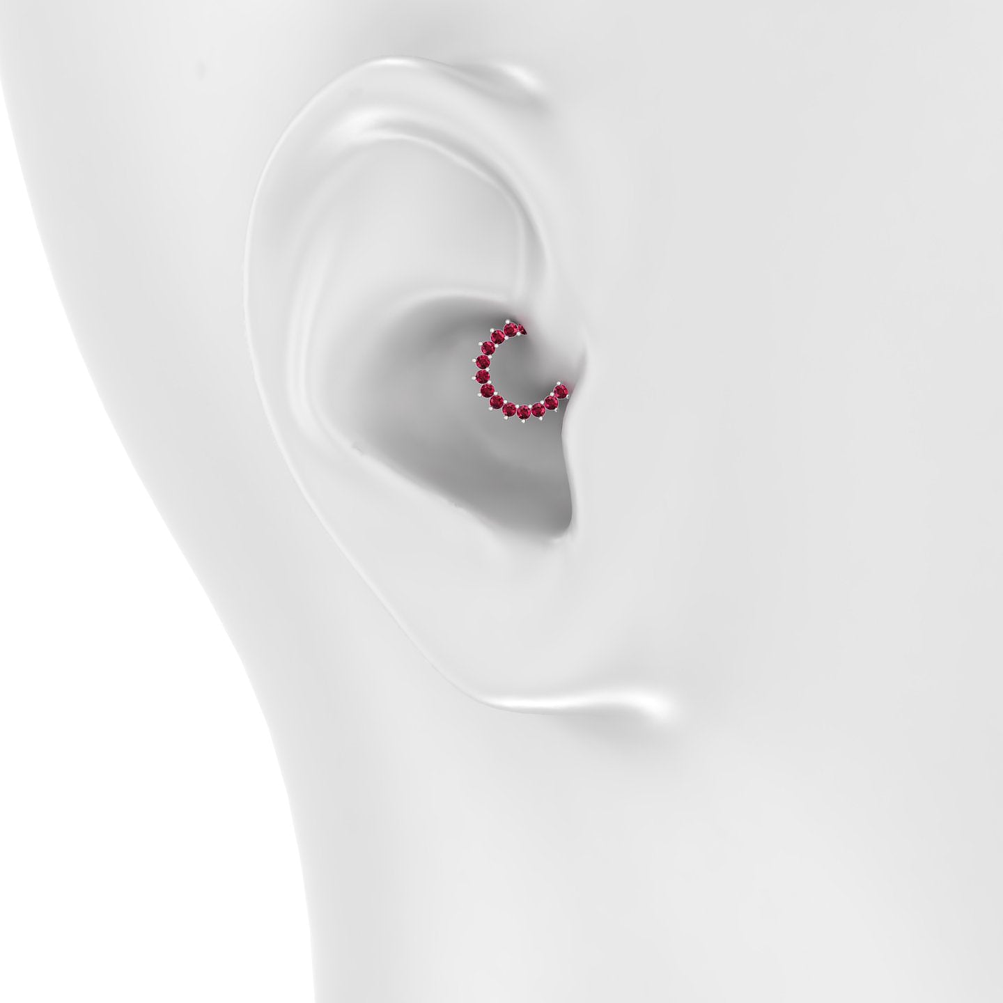 Delia | 18k White Gold 6.5 mm Ruby Daith Piercing