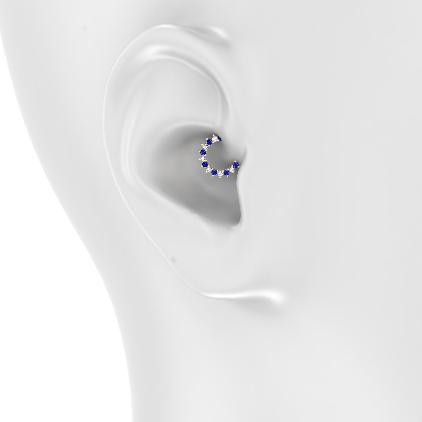 Delia | 18k Yellow Gold 6.5 mm Sapphire & Diamond Daith Piercing