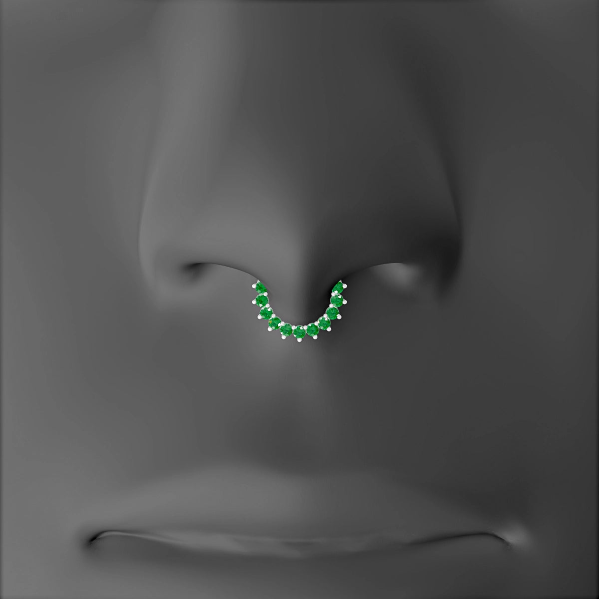 Delia | 18k White Gold 6.5 mm Emerald & Diamond Septum Piercing