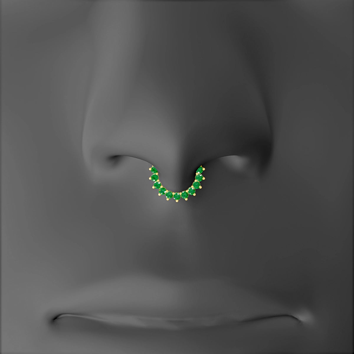 Delia | 18k Yellow Gold 6.5 mm Emerald & Diamond Septum Piercing