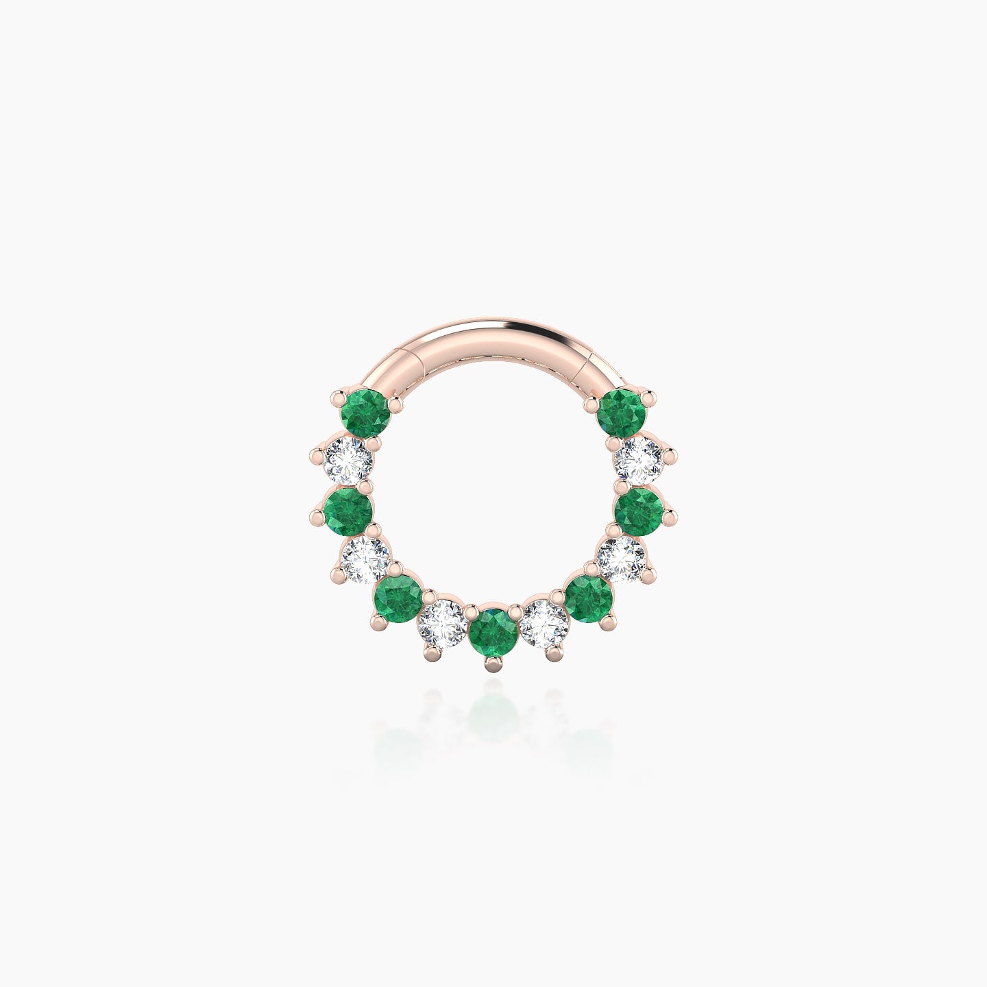 Delia | 18k Rose Gold 6.5 mm Emerald & Diamond Septum Piercing