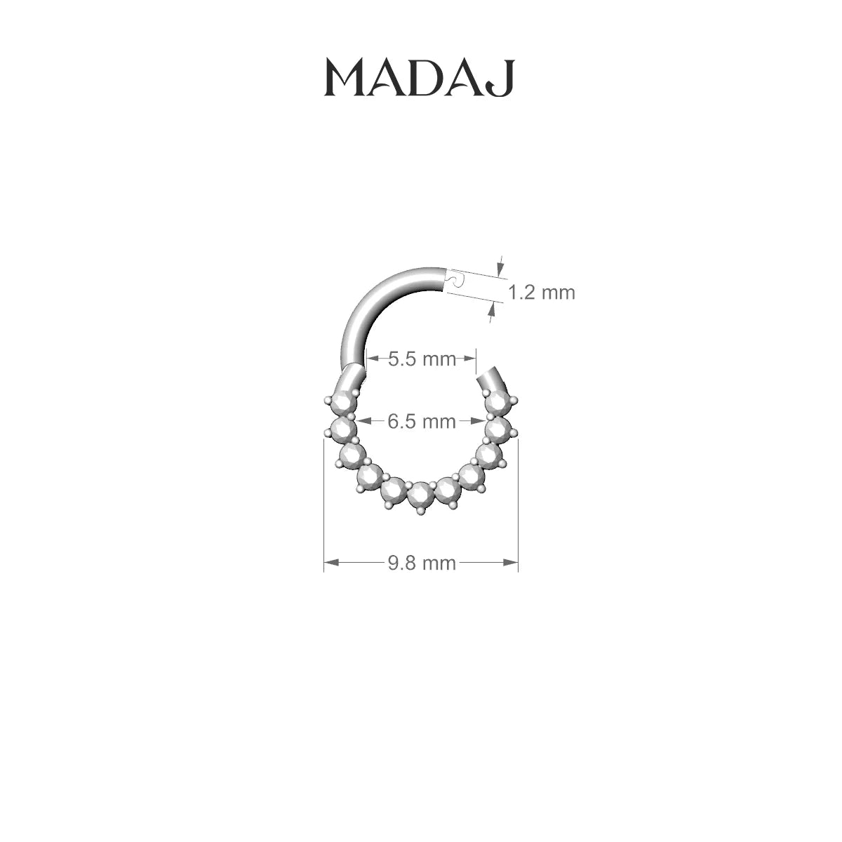 Delia | 18k White Gold 6.5 mm Diamond Septum Piercing