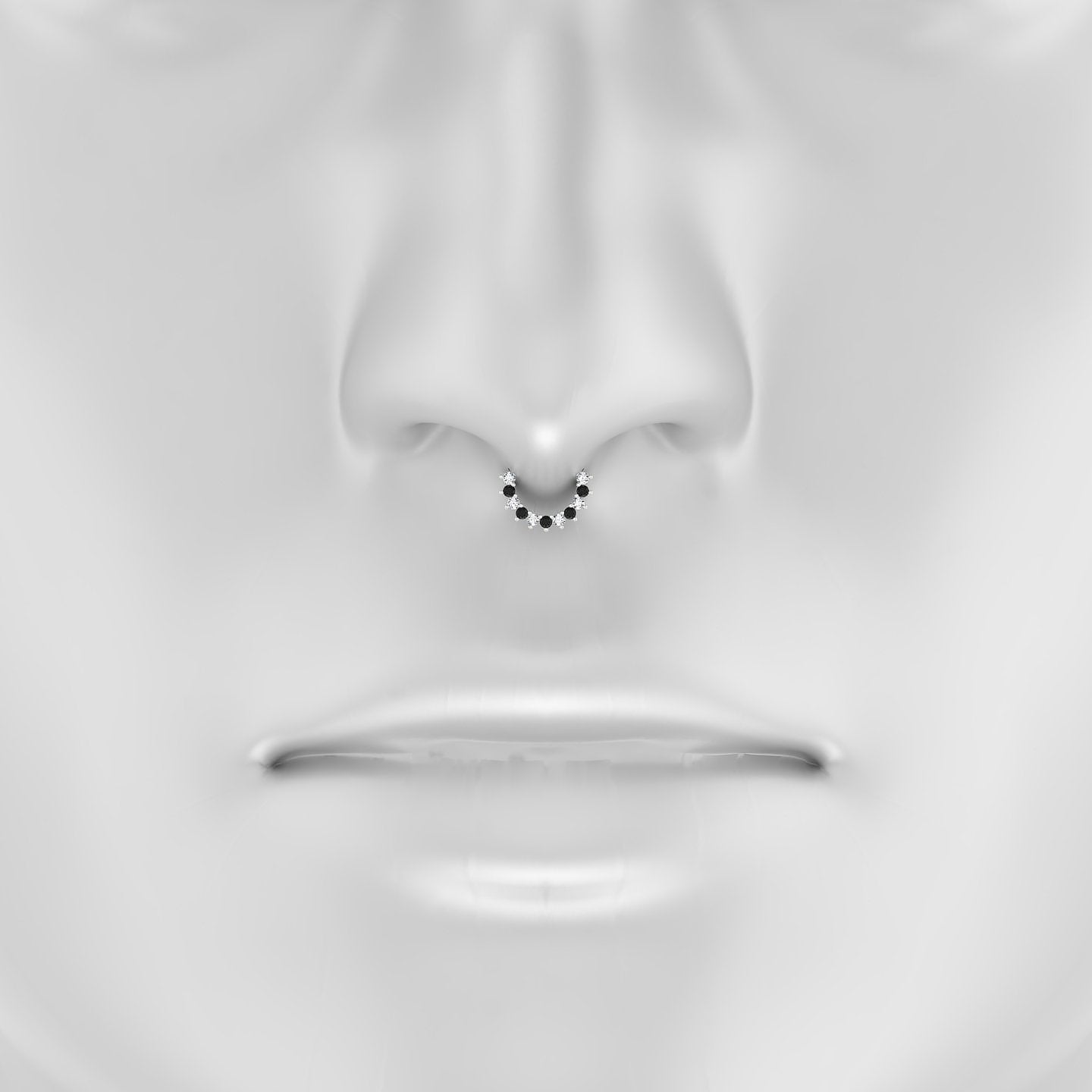 Delia | 18k White Gold 6.5 mm Black Diamond & Diamond Septum Piercing