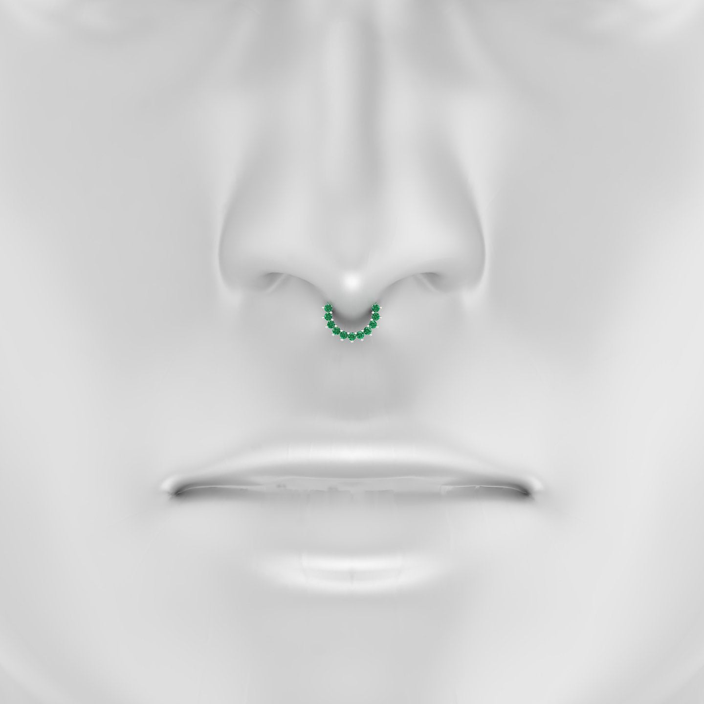 Delia | 18k White Gold 6.5 mm Emerald Septum Piercing