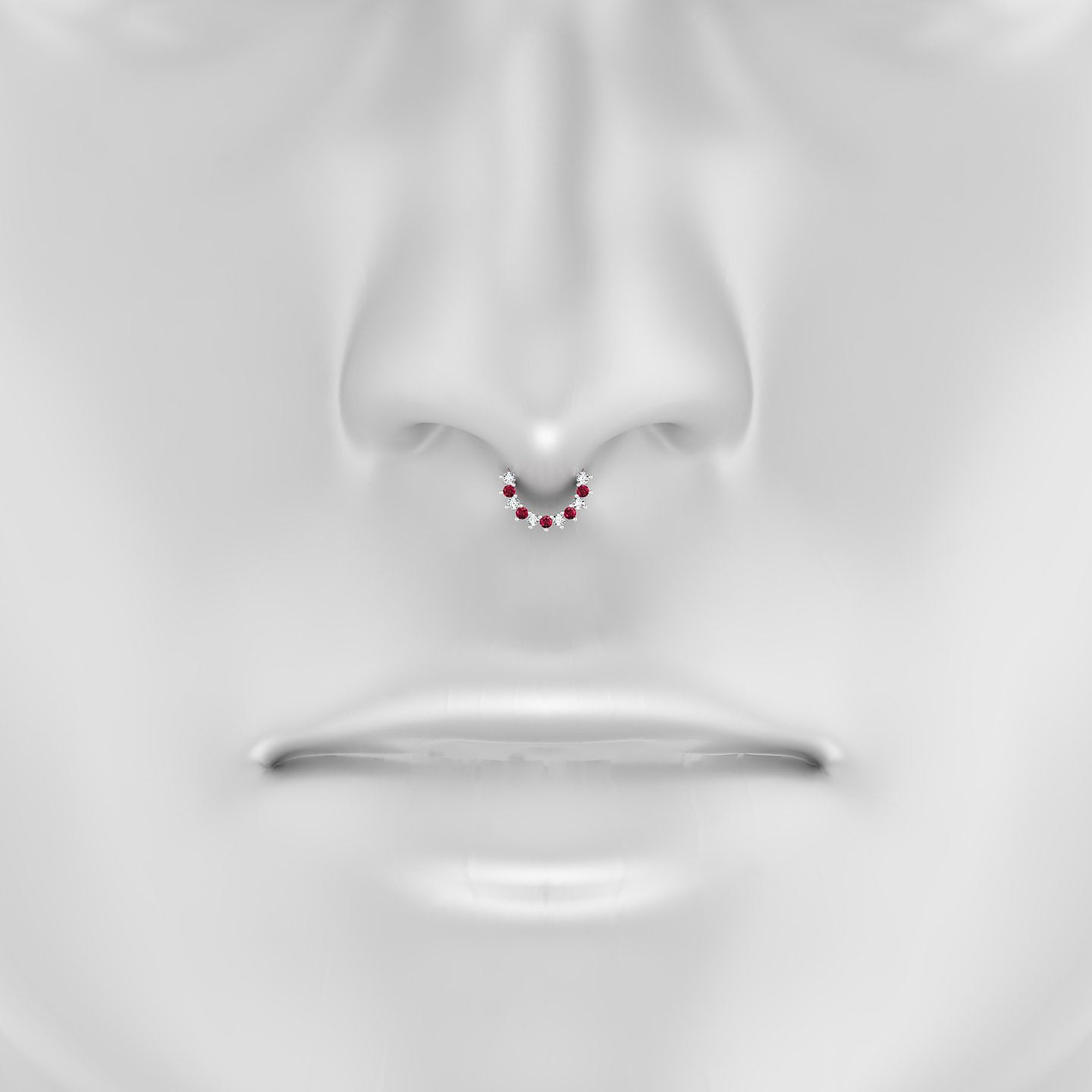 Delia | 18k White Gold 6.5 mm Ruby & Diamond Septum Piercing