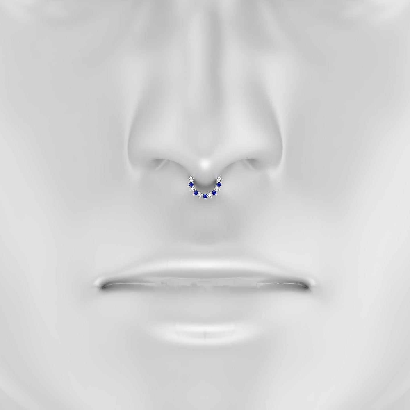 Delia | 18k White Gold 6.5 mm Sapphire & Diamond Septum Piercing