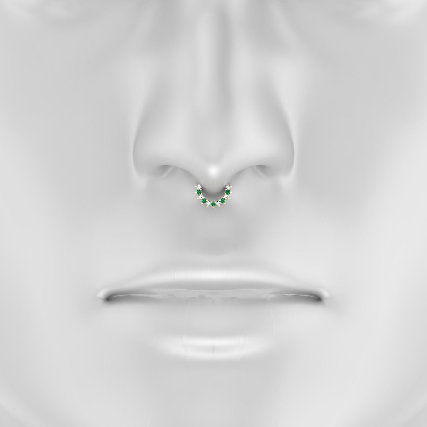 Delia | 18k Yellow Gold 6.5 mm Emerald & Diamond Septum Piercing