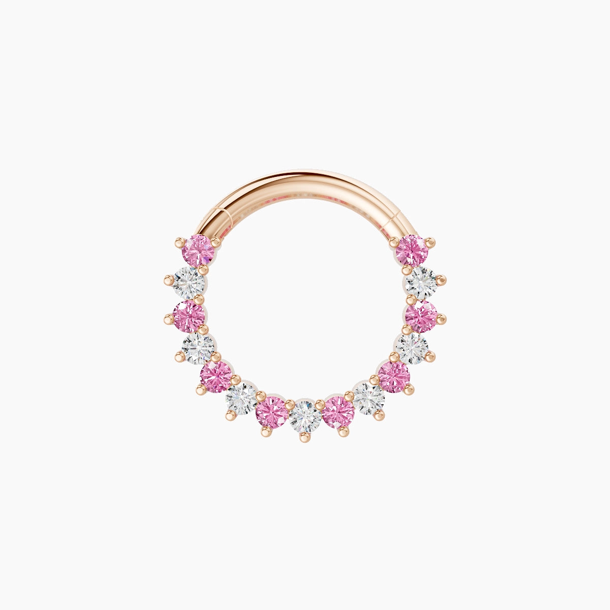 Delia | 18k Rose Gold 8 mm Pink Sapphire & Diamond Daith Piercing