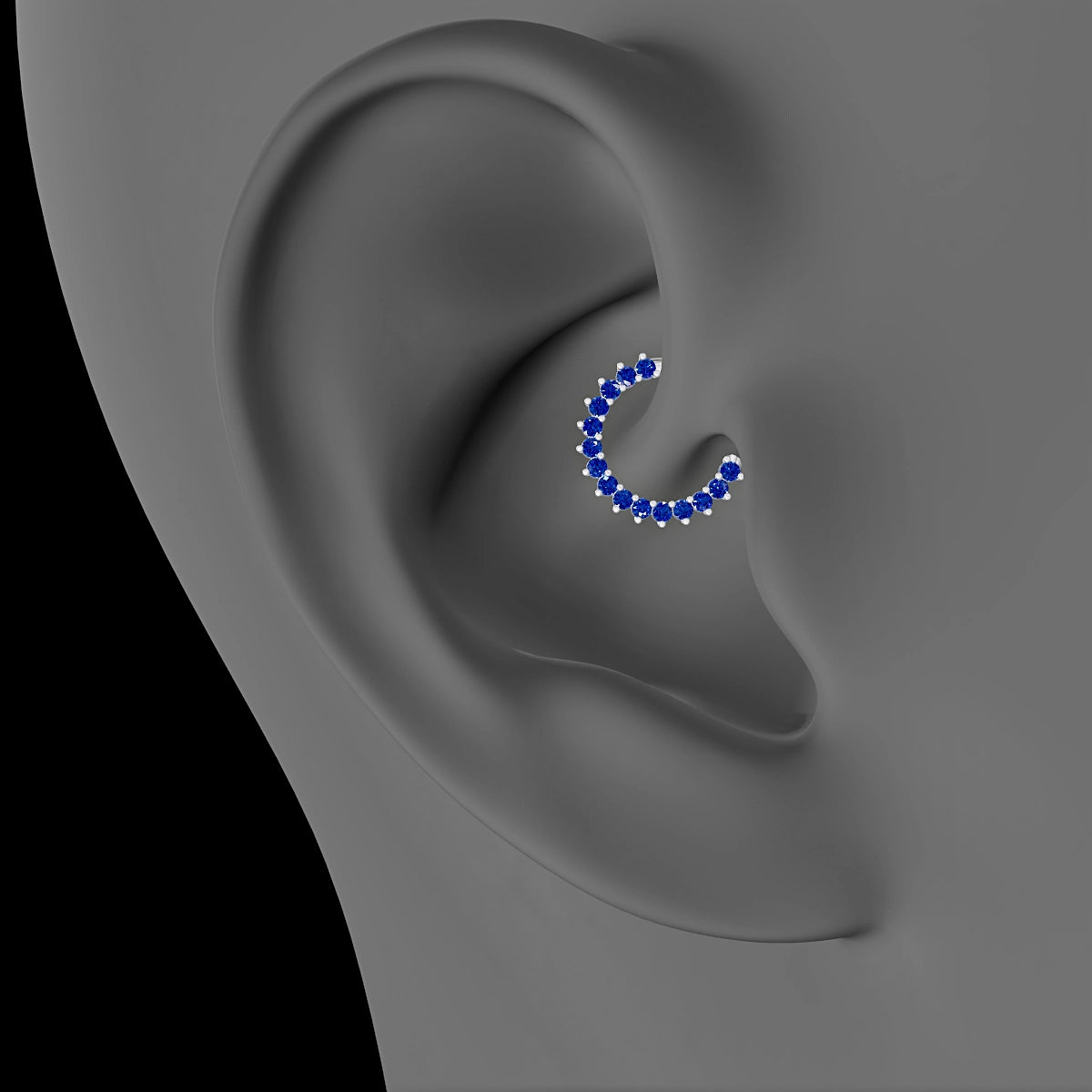 Delia | 18k White Gold 8 mm Sapphire Daith Piercing