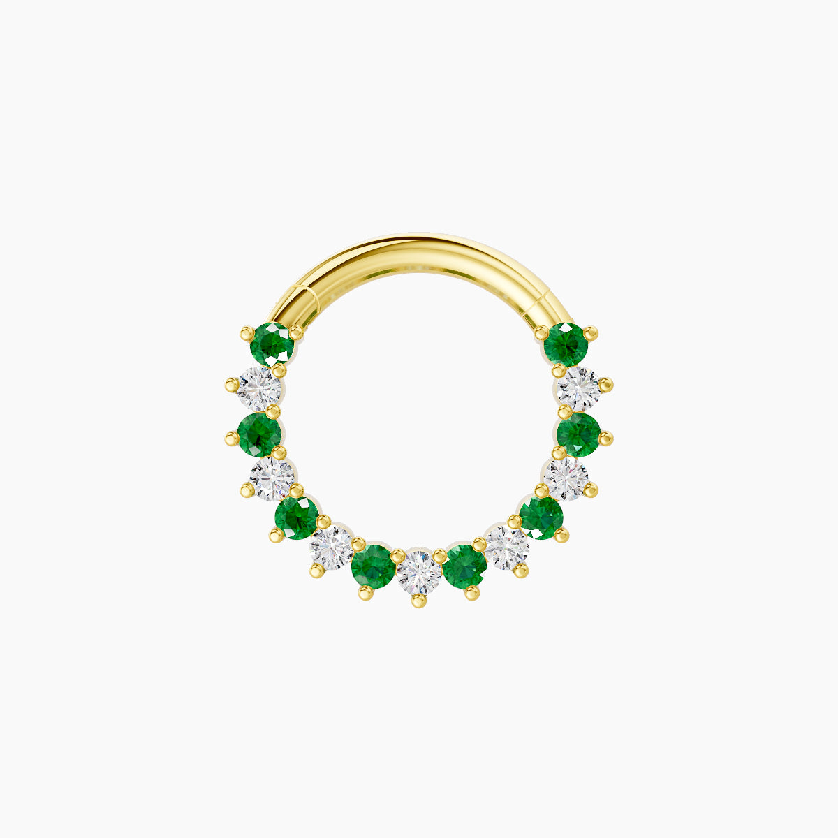 Delia | 18k Yellow Gold 8 mm Emerald & Diamond Daith Piercing