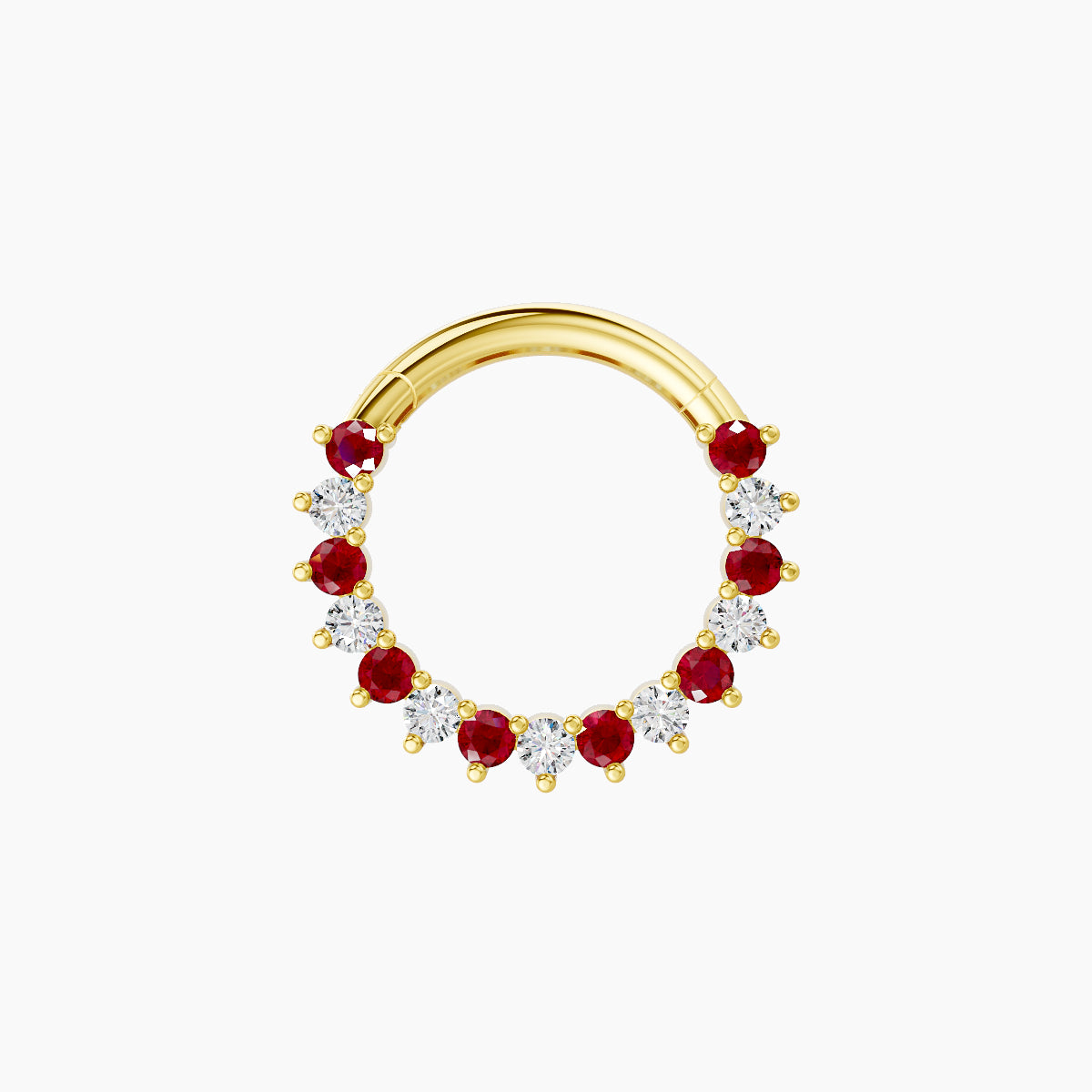 Delia | 18k Yellow Gold 8 mm Ruby & Diamond Daith Piercing