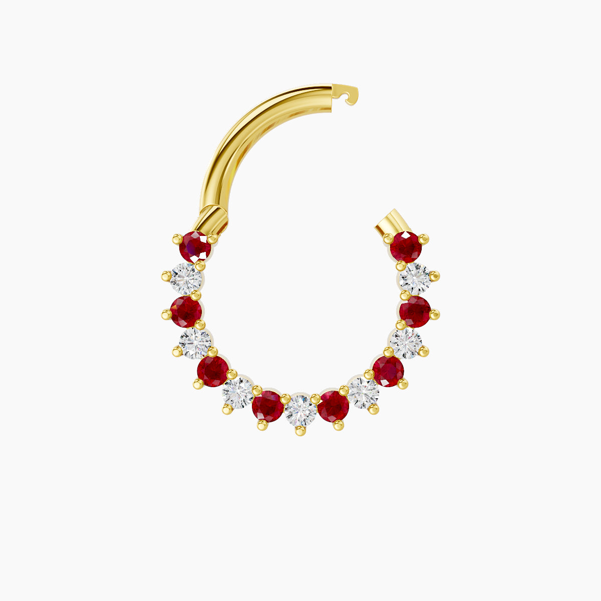 Delia | 18k Yellow Gold 8 mm Ruby & Diamond Daith Piercing