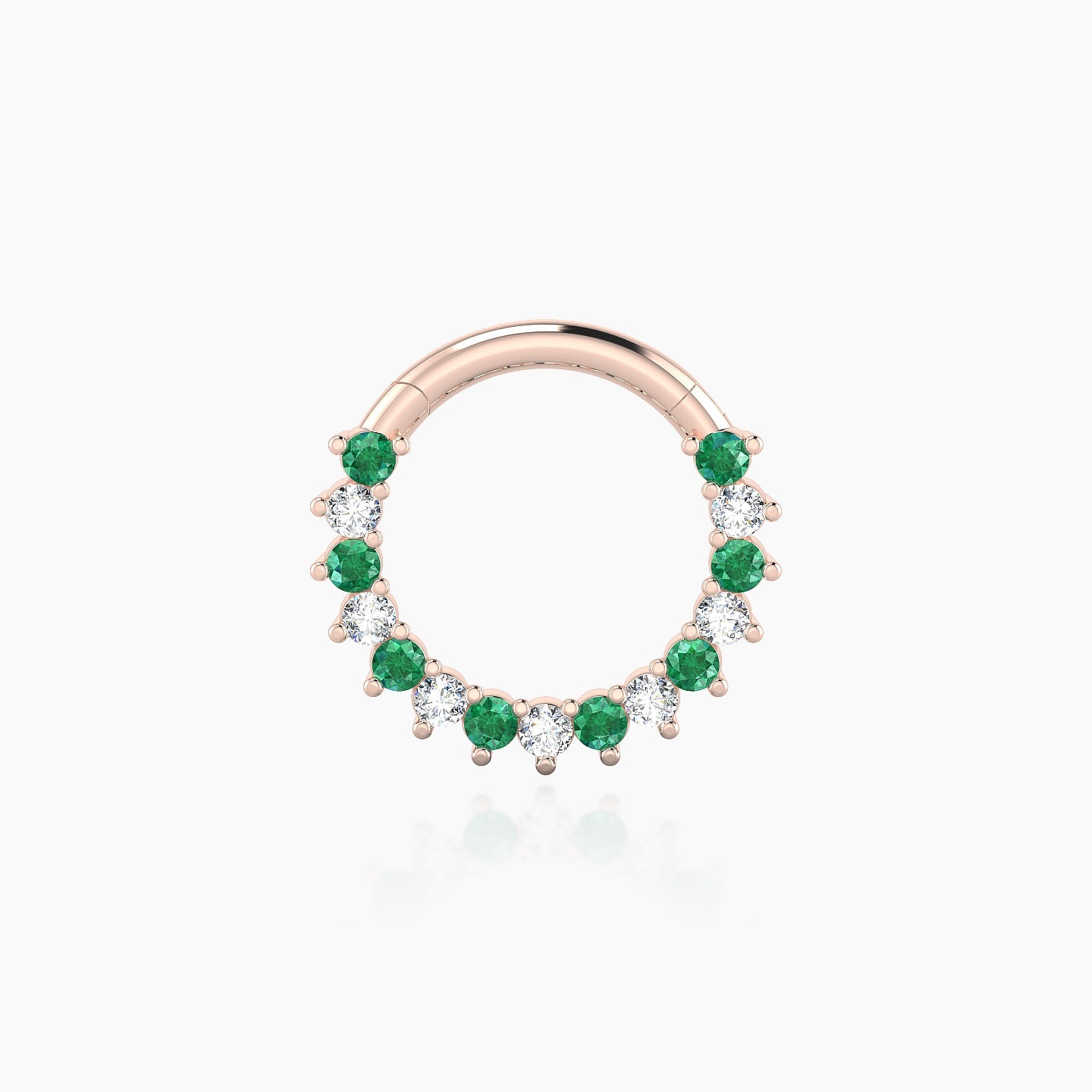 Delia | 18k Rose Gold 8 mm Emerald & Diamond Daith Piercing