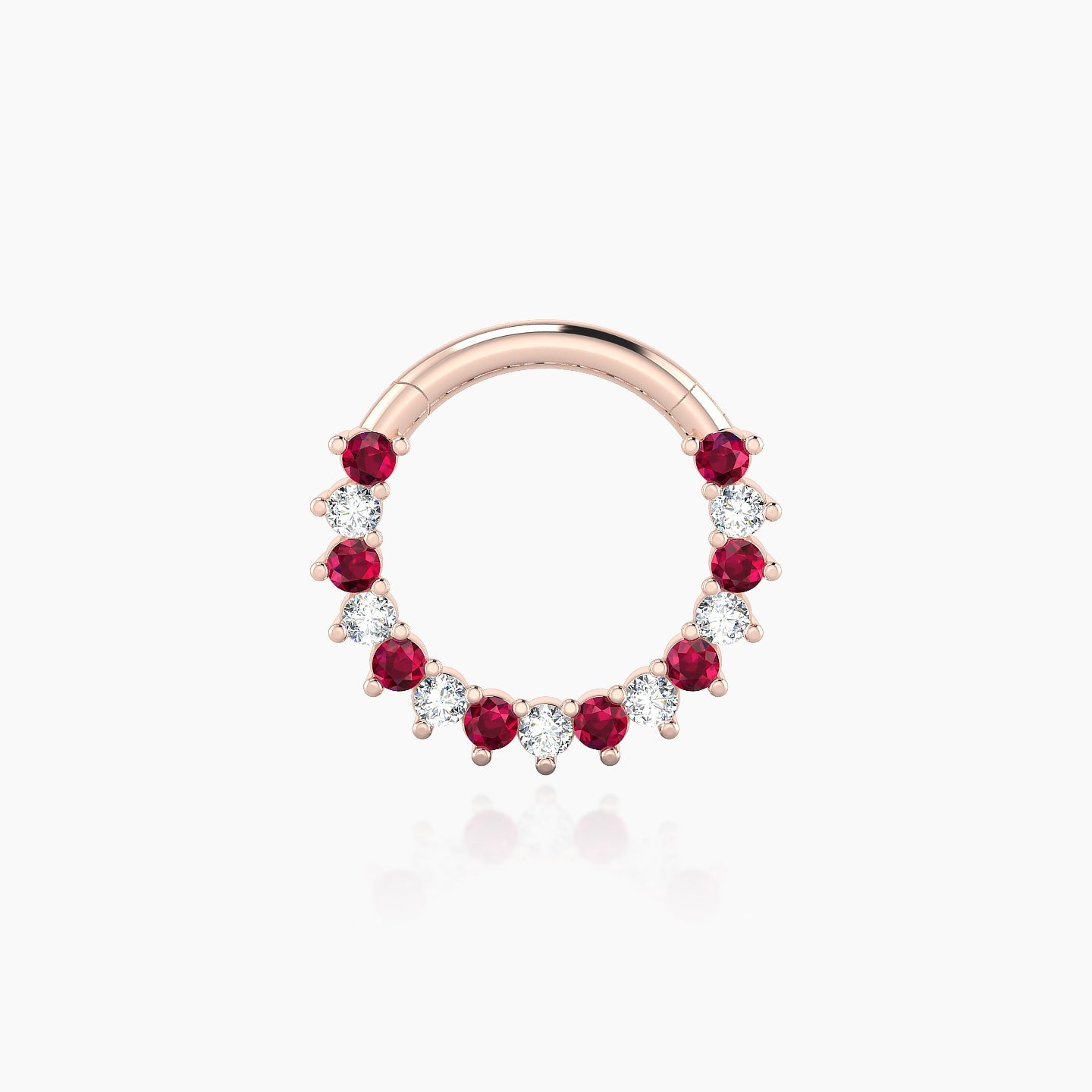 Delia | 18k Rose Gold 8 mm Ruby & Diamond Daith Piercing