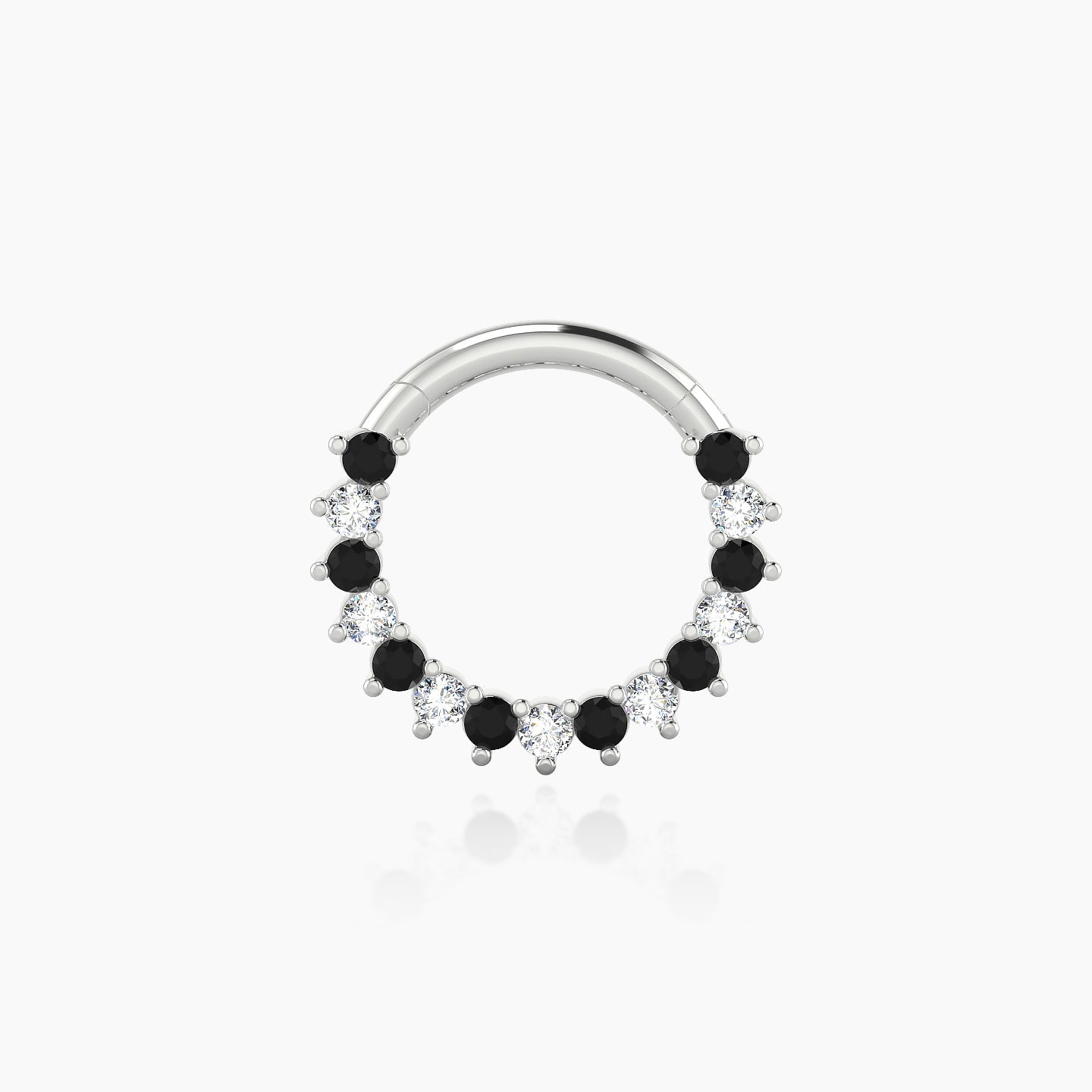 Delia | 18k White Gold 8 mm Black Diamond & Diamond Daith Piercing