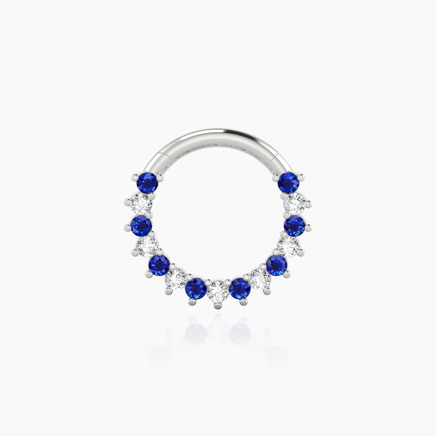 Delia | 18k White Gold 8 mm Sapphire & Diamond Daith Piercing