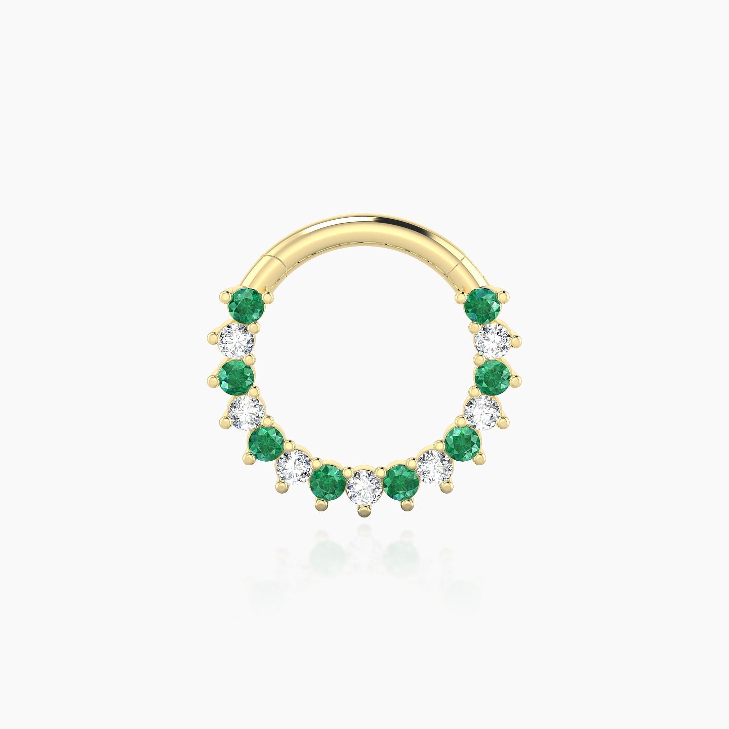 Delia | 18k Yellow Gold 8 mm Emerald & Diamond Daith Piercing