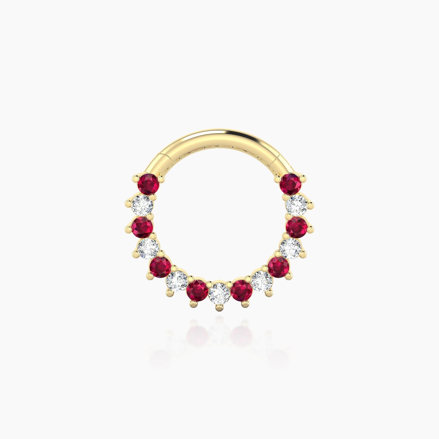 Delia | 18k Yellow Gold 8 mm Ruby & Diamond Daith Piercing