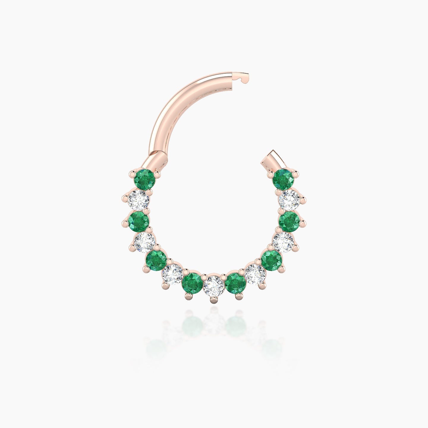 Delia | 18k Rose Gold 8 mm Emerald & Diamond Daith Piercing