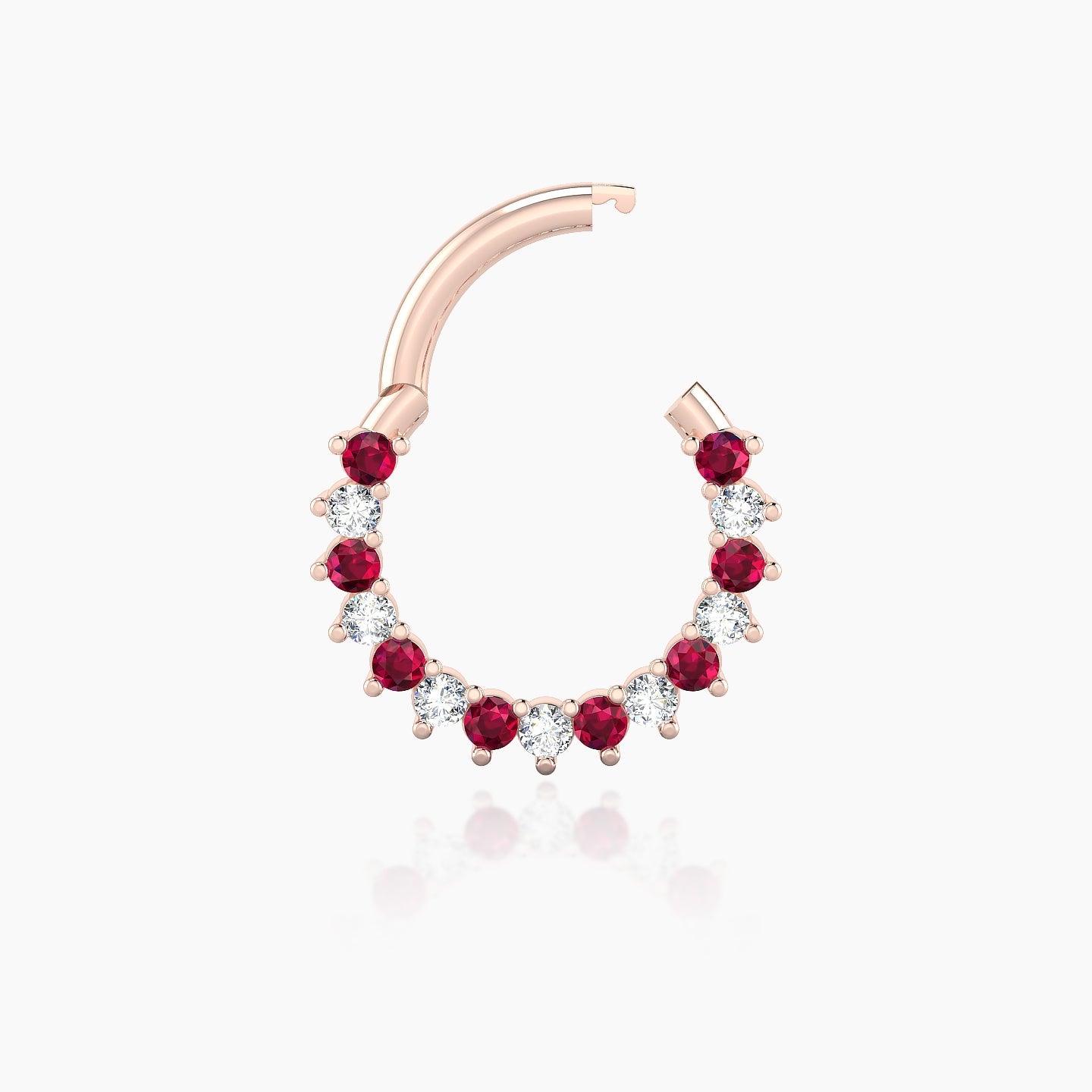 Delia | 18k Rose Gold 8 mm Ruby & Diamond Daith Piercing