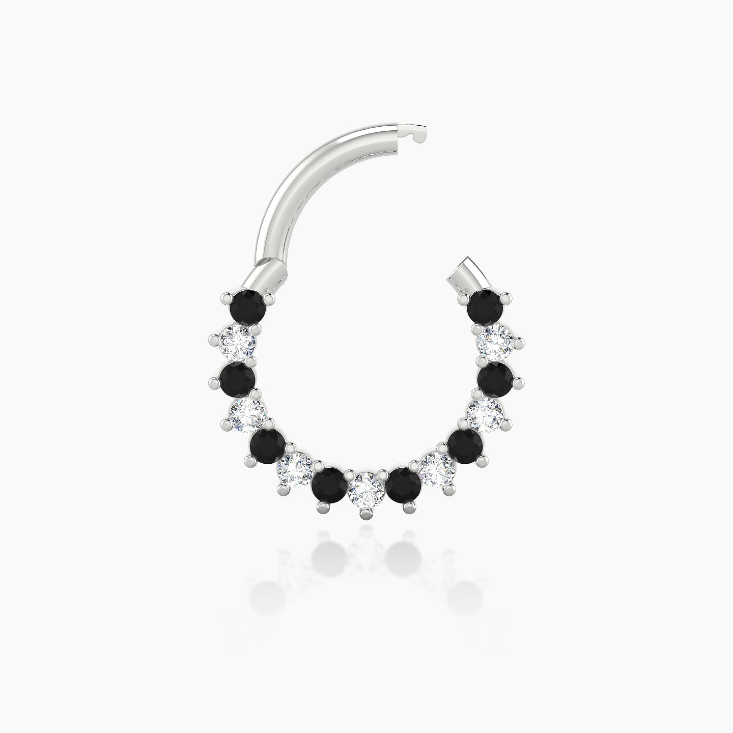 Delia | 18k White Gold 8 mm Black Diamond & Diamond Daith Piercing