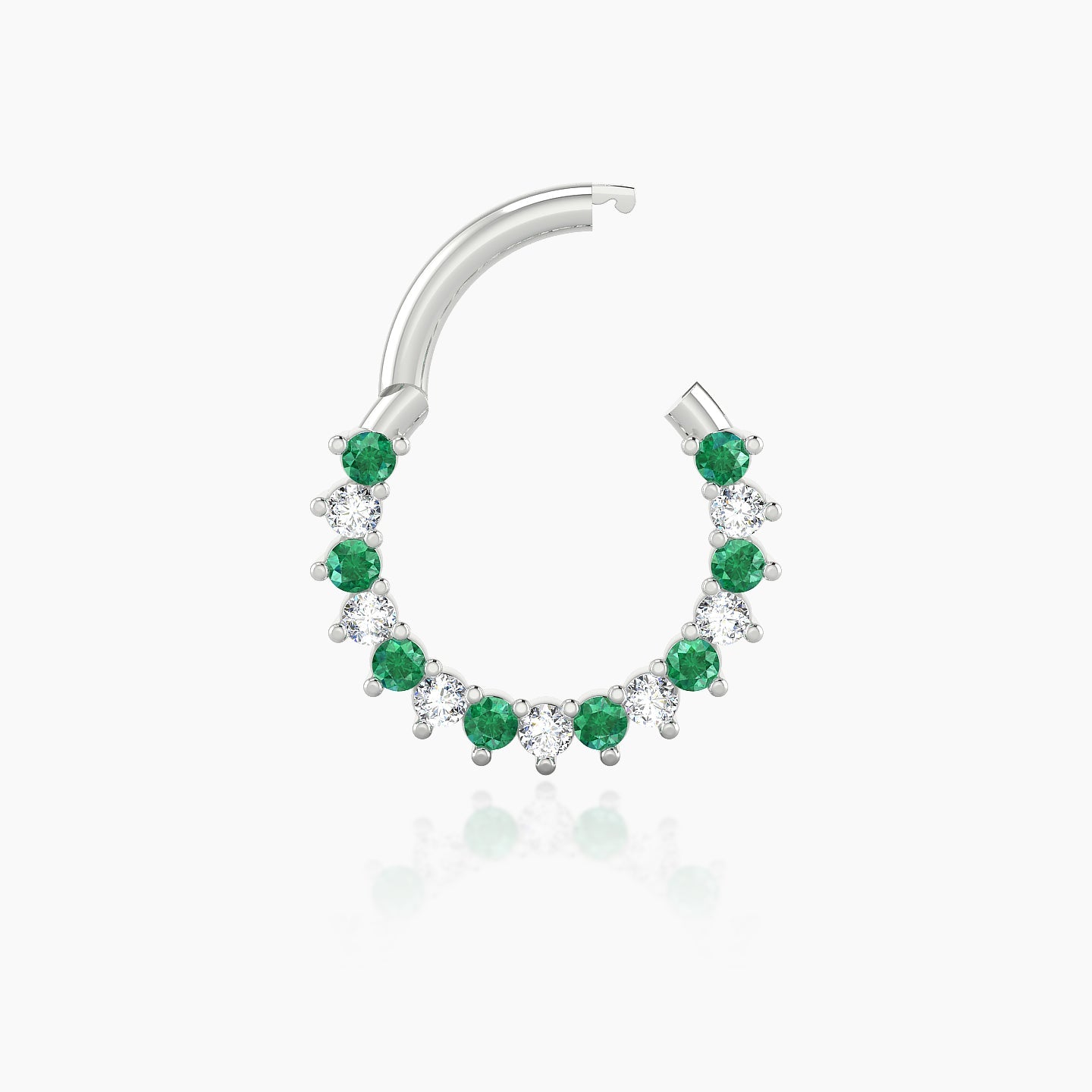 Delia | 18k White Gold 8 mm Emerald & Diamond Daith Piercing