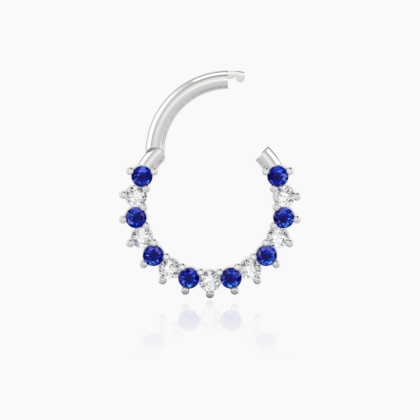 Delia | 18k White Gold 8 mm Sapphire & Diamond Daith Piercing