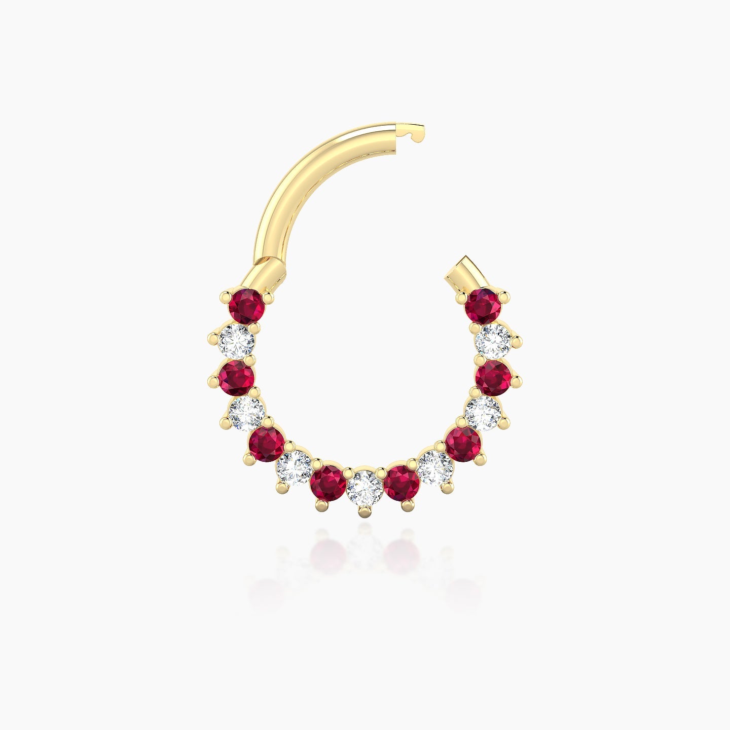 Delia | 18k Yellow Gold 8 mm Ruby & Diamond Daith Piercing