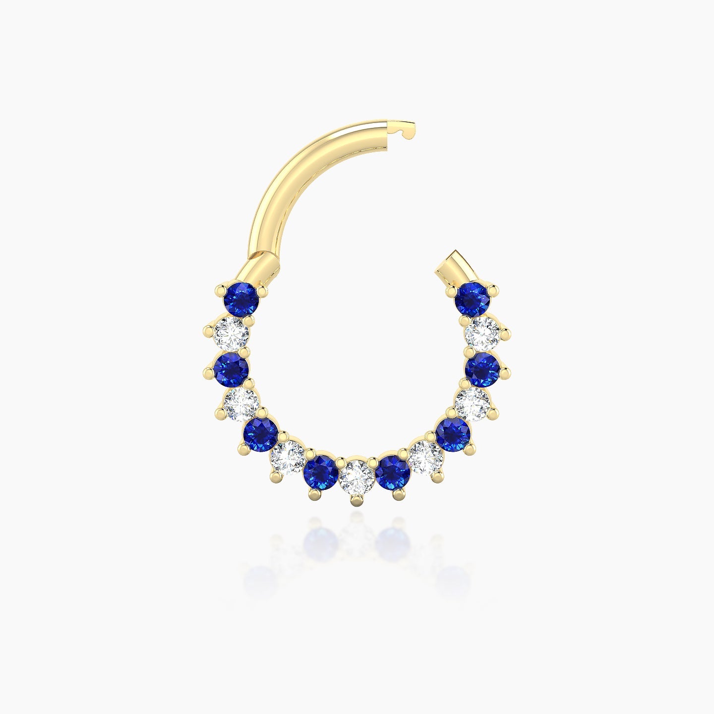 Delia | 18k Yellow Gold 8 mm Sapphire & Diamond Daith Piercing