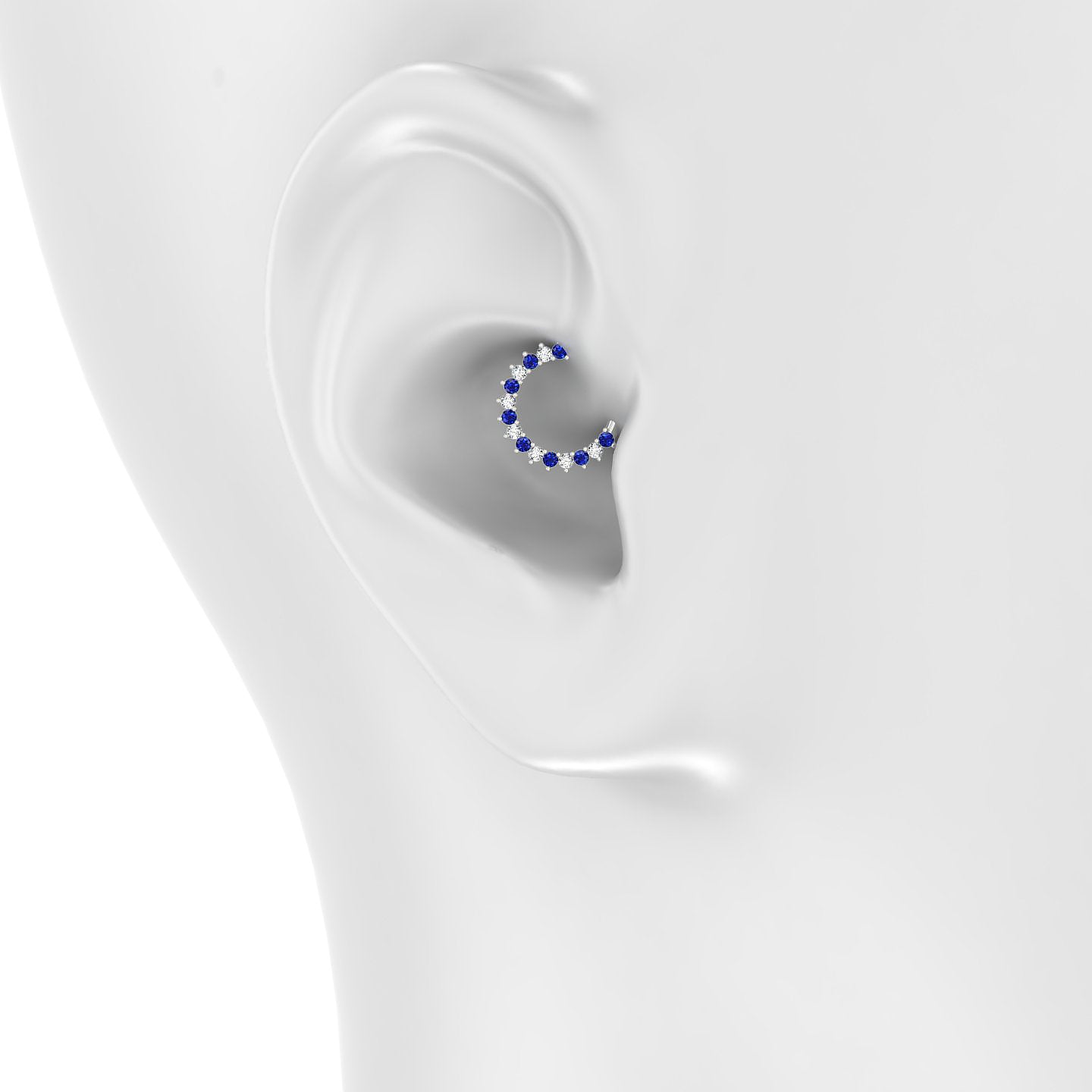 Delia | 18k White Gold 8 mm Sapphire & Diamond Daith Piercing