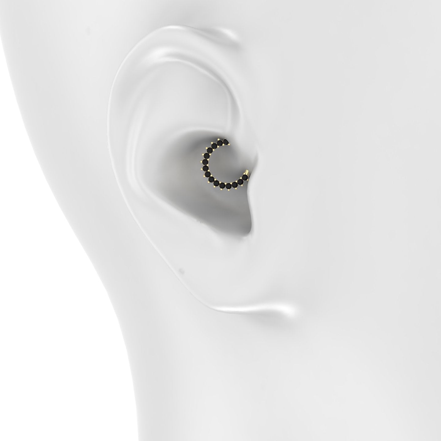 Delia | 18k Yellow Gold 8 mm Black Diamond Daith Piercing