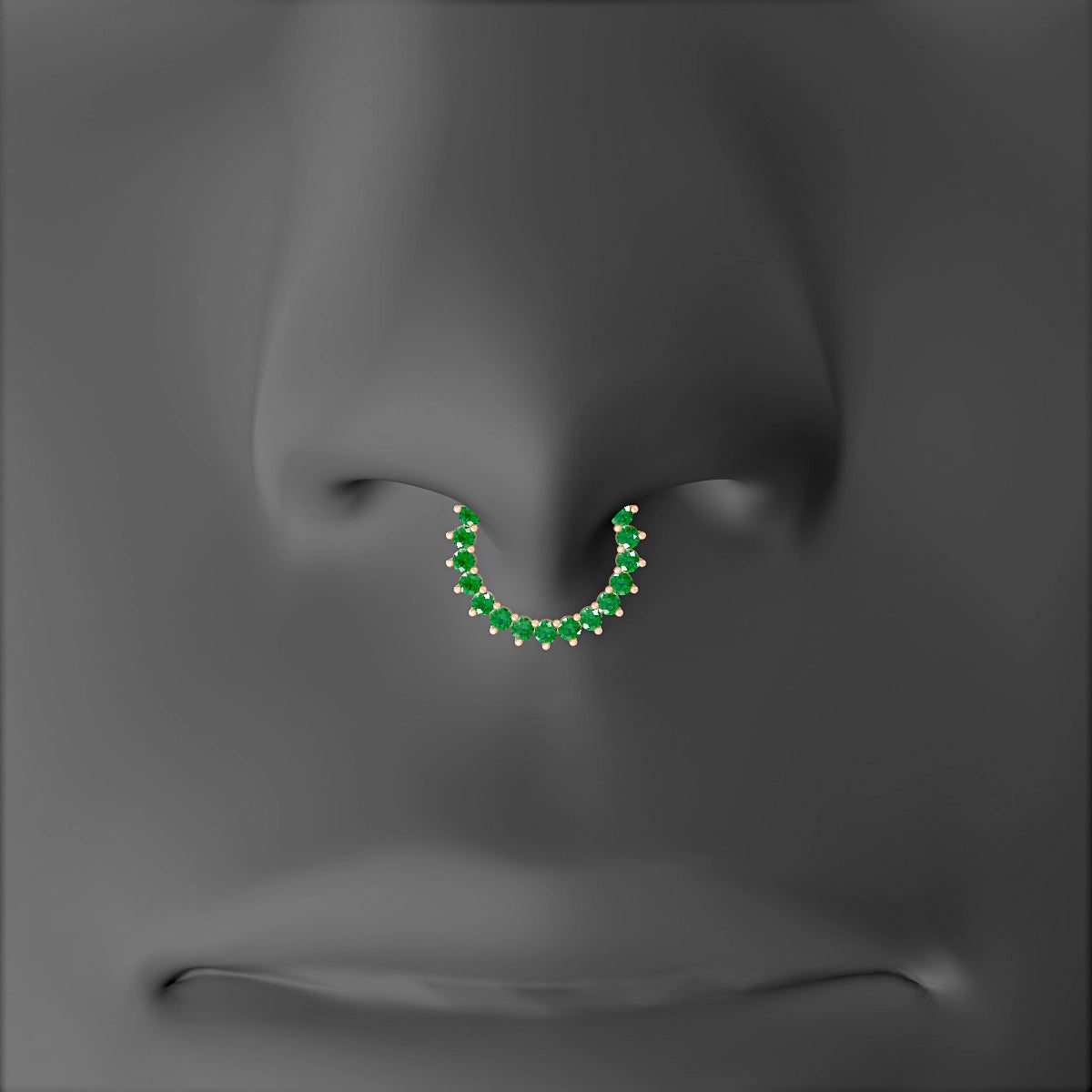 Delia | 18k Rose Gold 8 mm Emerald & Diamond Septum Piercing