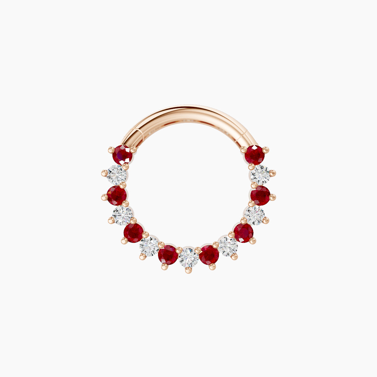 Delia | 18k Rose Gold 8 mm Ruby & Diamond Septum Piercing