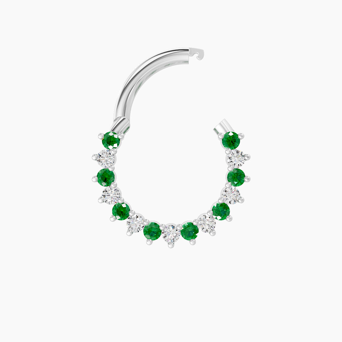 Delia | 18k White Gold 8 mm Emerald & Diamond Septum Piercing