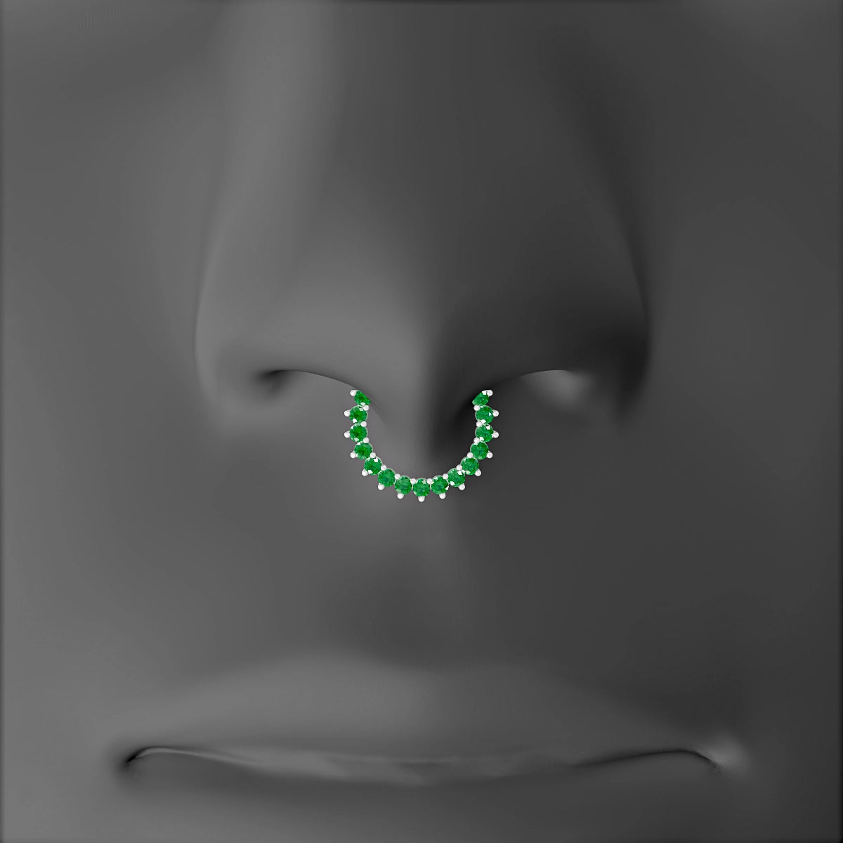 Delia | 18k White Gold 8 mm Emerald & Diamond Septum Piercing