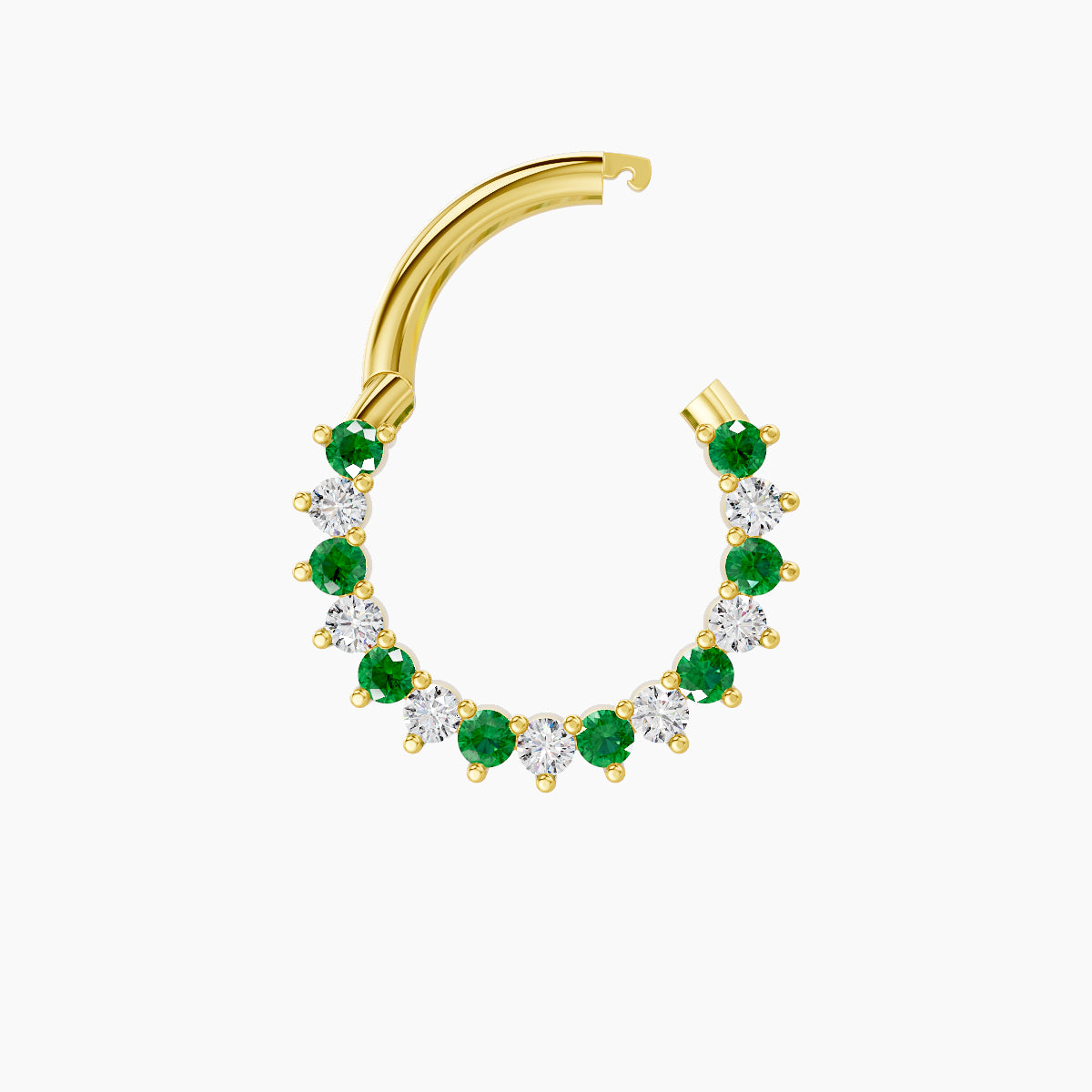 Delia | 18k Yellow Gold 8 mm Emerald & Diamond Septum Piercing