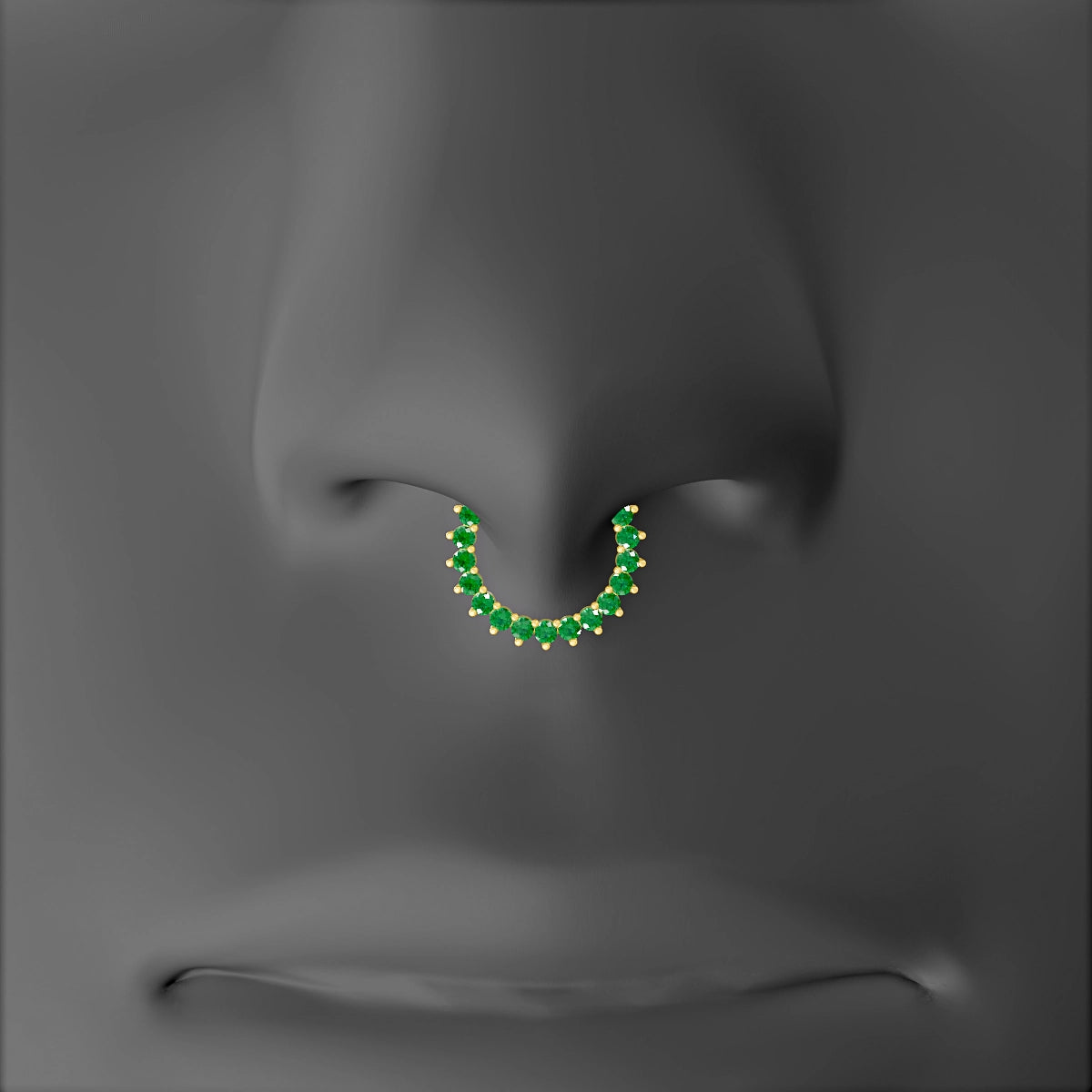 Delia | 18k Yellow Gold 8 mm Emerald Septum Piercing