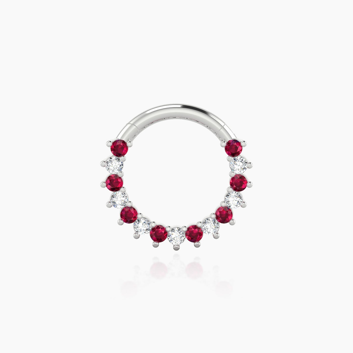 Delia | 18k White Gold 8 mm Ruby & Diamond Septum Piercing