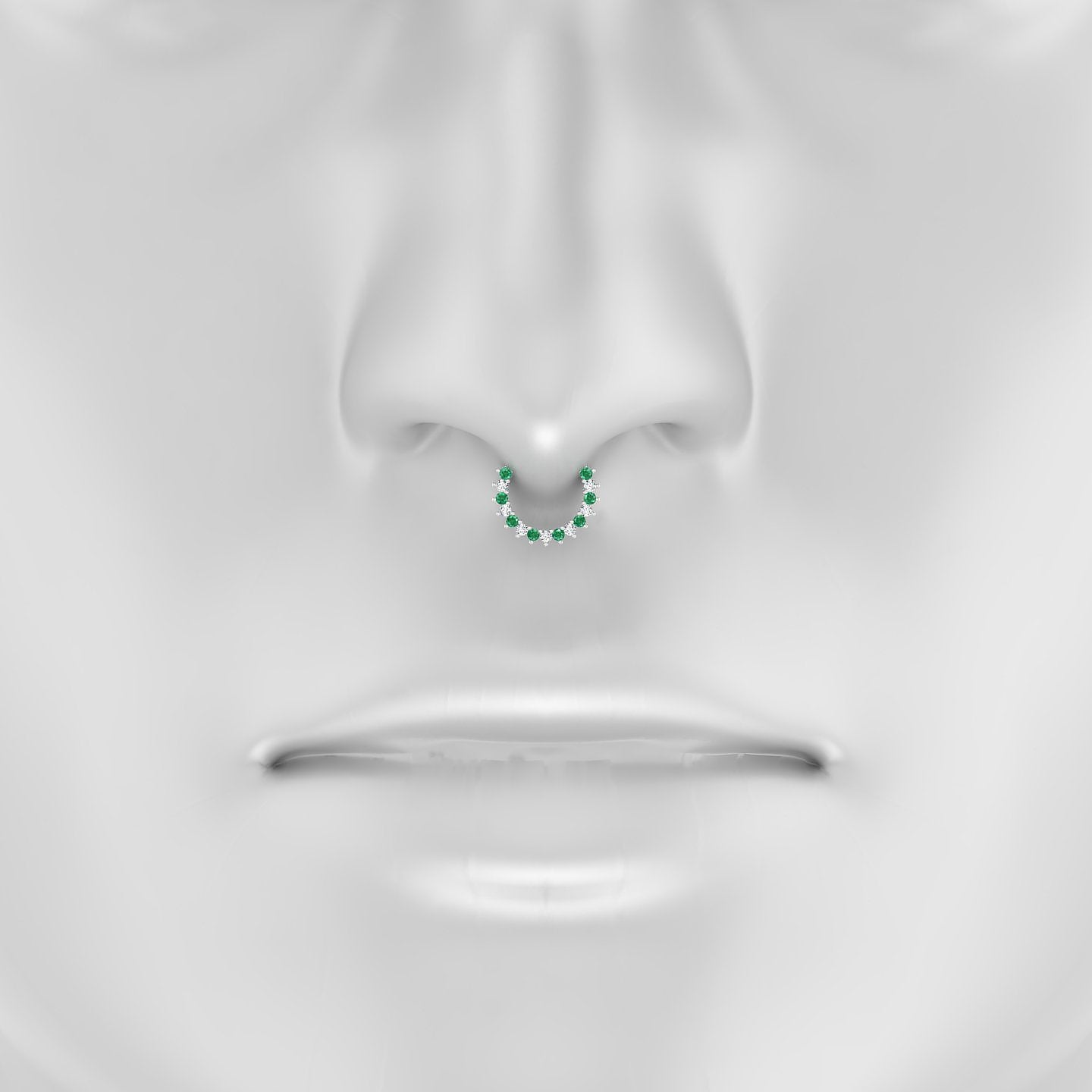 Delia | 18k White Gold 8 mm Emerald & Diamond Septum Piercing