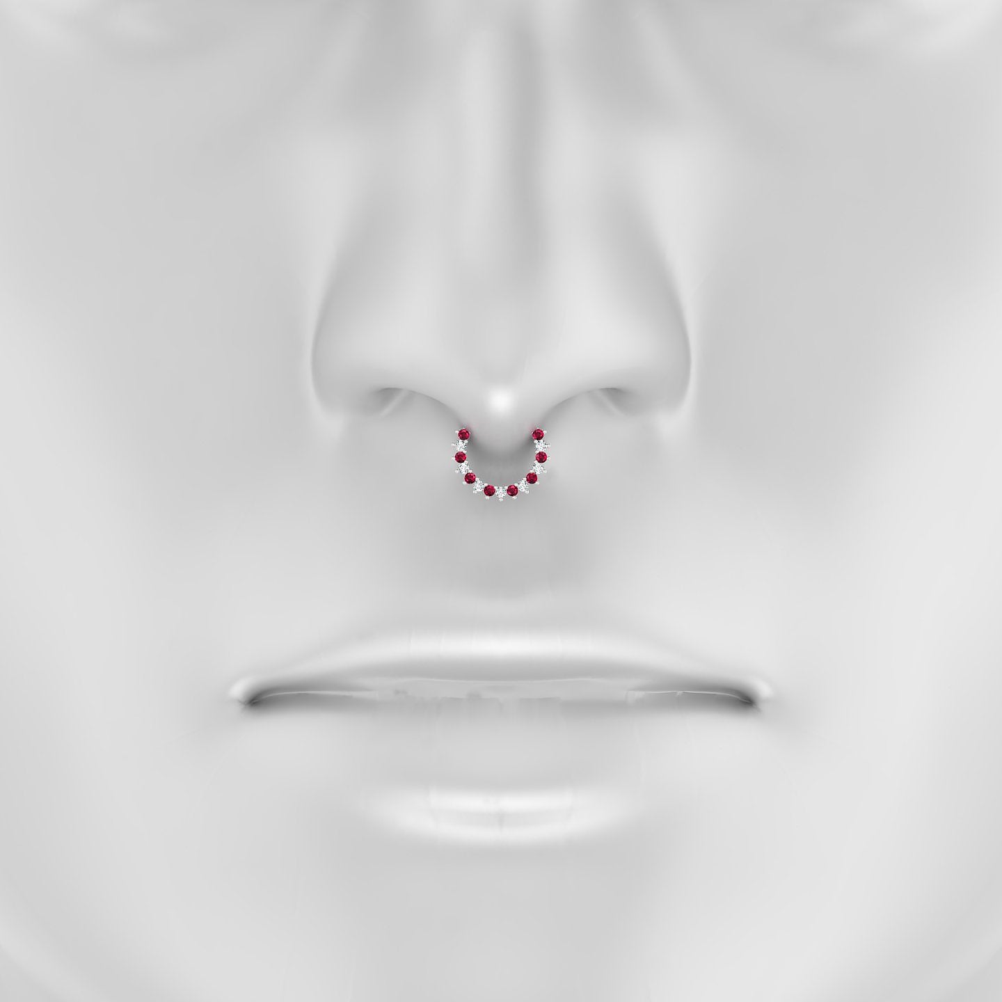 Delia | 18k White Gold 8 mm Ruby & Diamond Septum Piercing