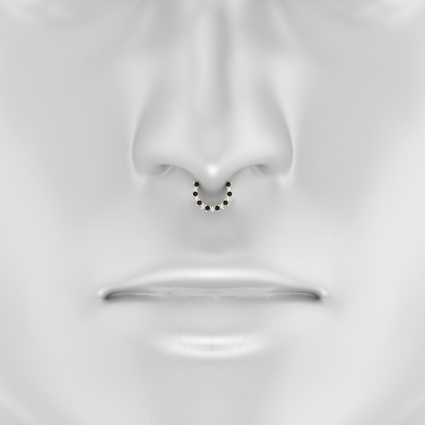 Delia | 18k Yellow Gold 8 mm Black Diamond & Diamond Septum Piercing