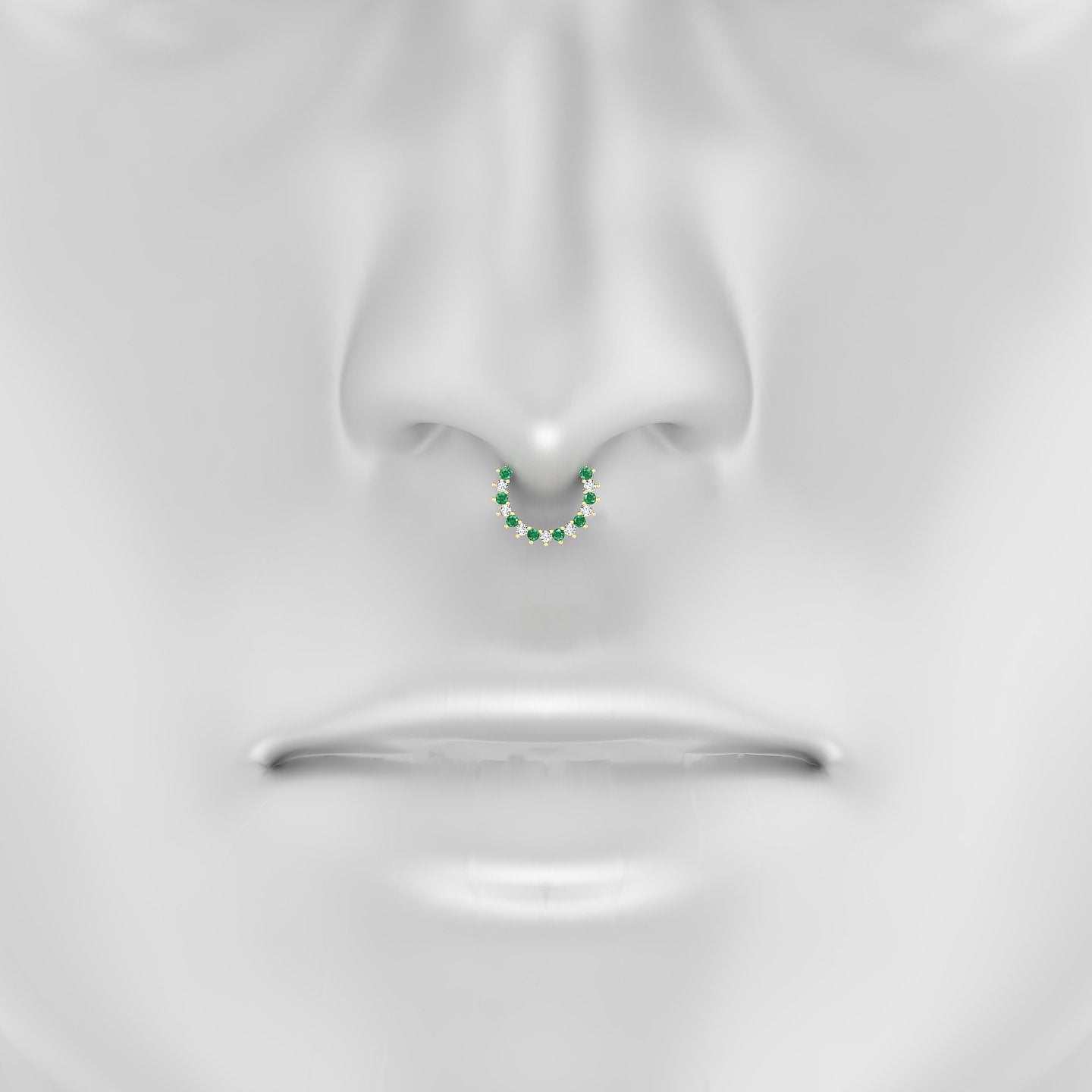 Delia | 18k Yellow Gold 8 mm Emerald & Diamond Septum Piercing